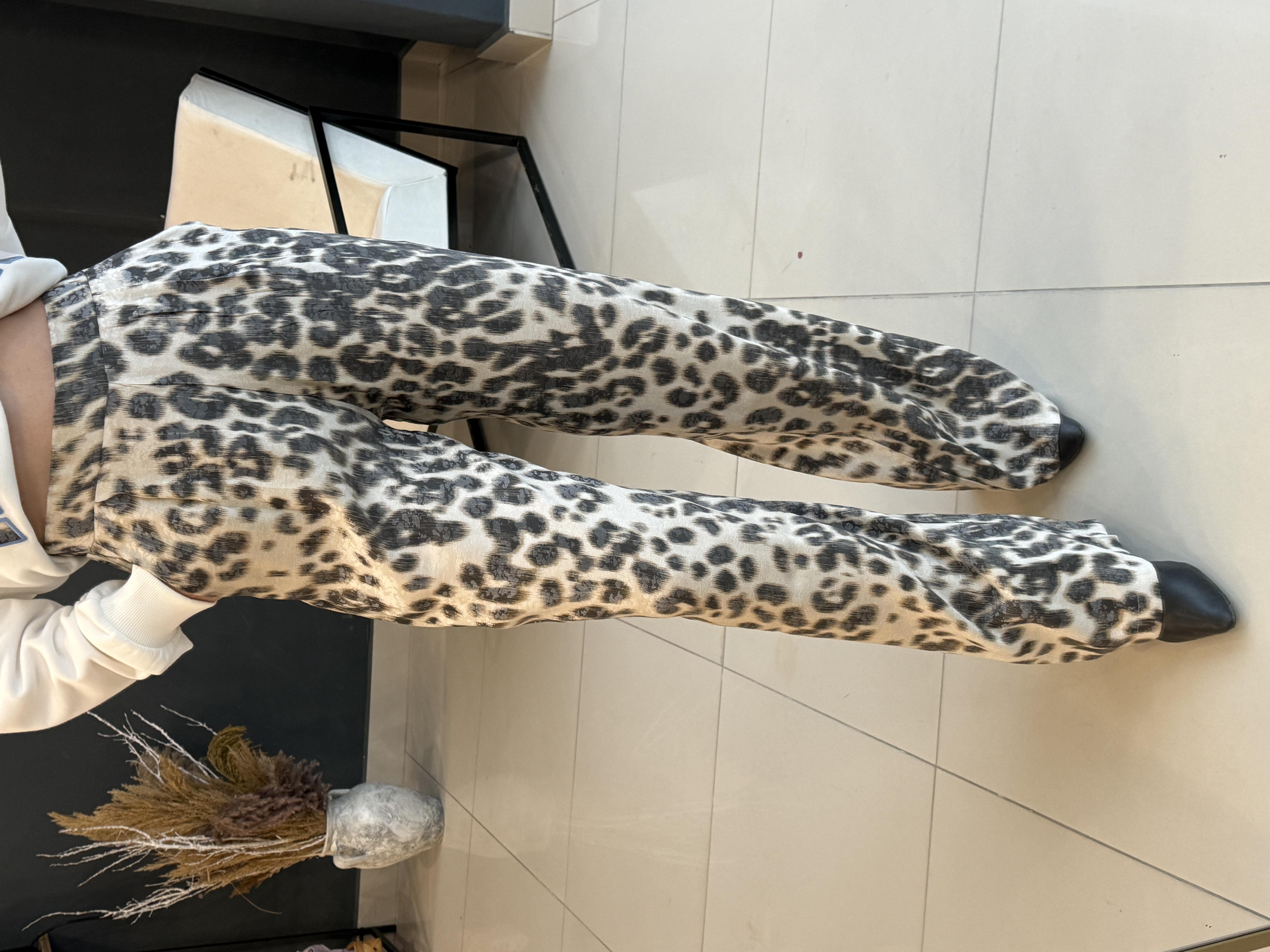 Leopar Saten Bol Paça Pantolon