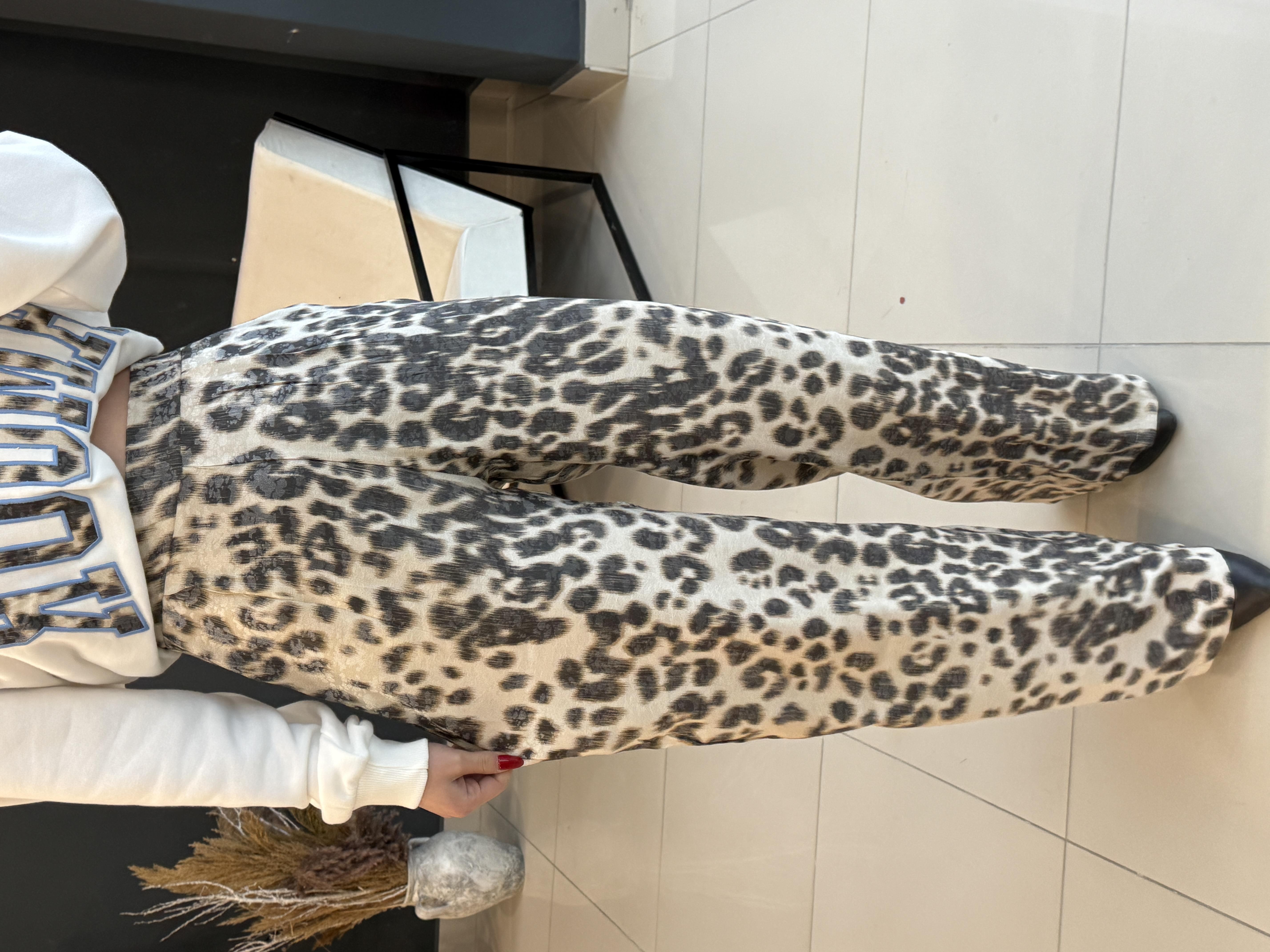 Leopar Saten Bol Paça Pantolon