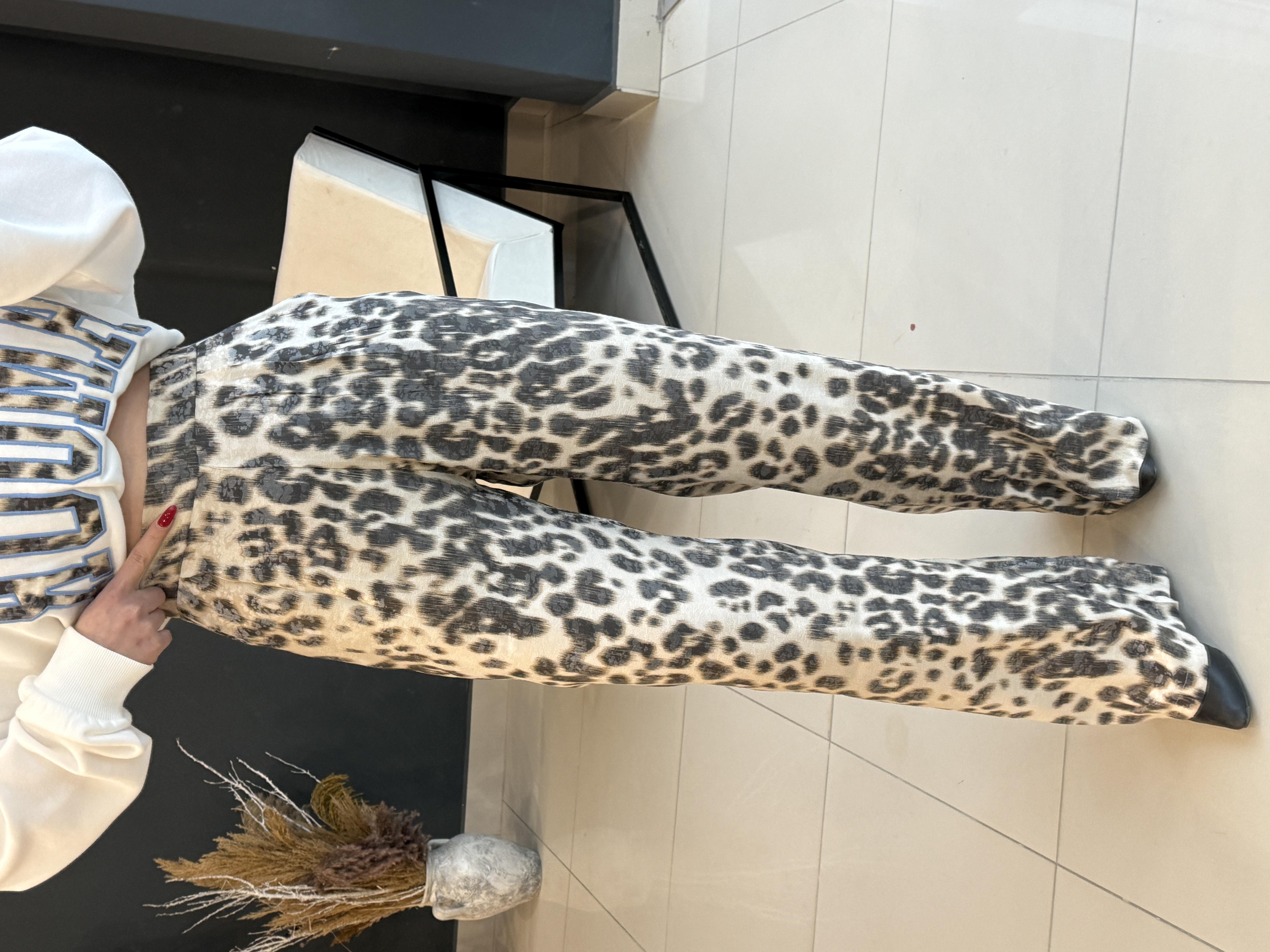 Leopar Saten Bol Paça Pantolon