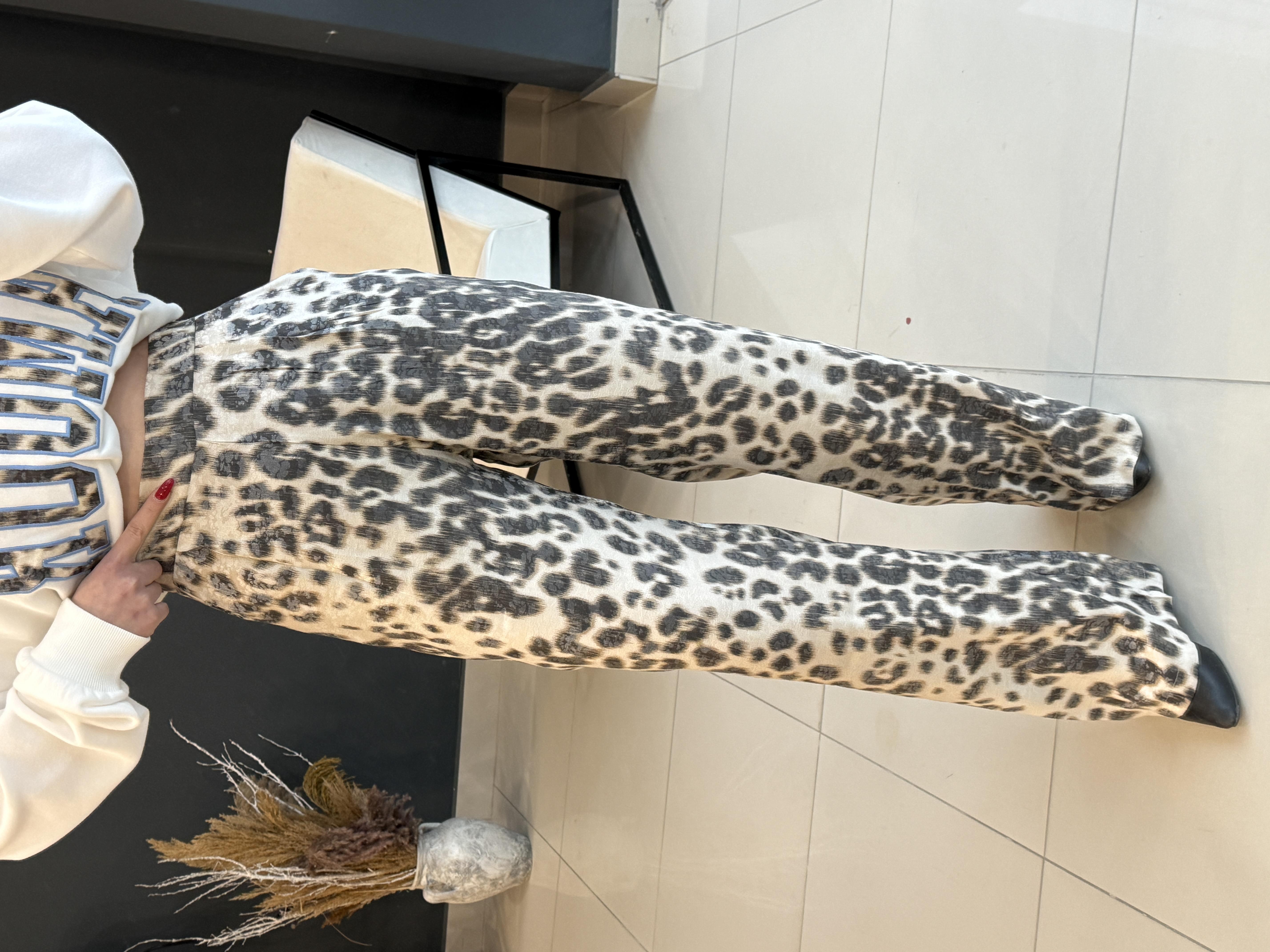 Leopar Saten Bol Paça Pantolon