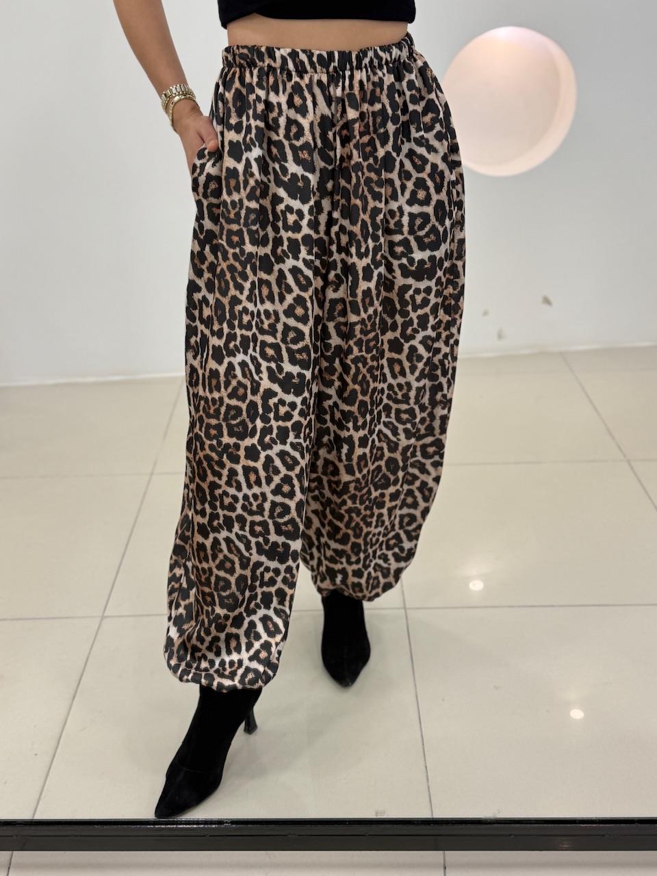 LEOPAR SATEN ŞALVAR PANTOLON