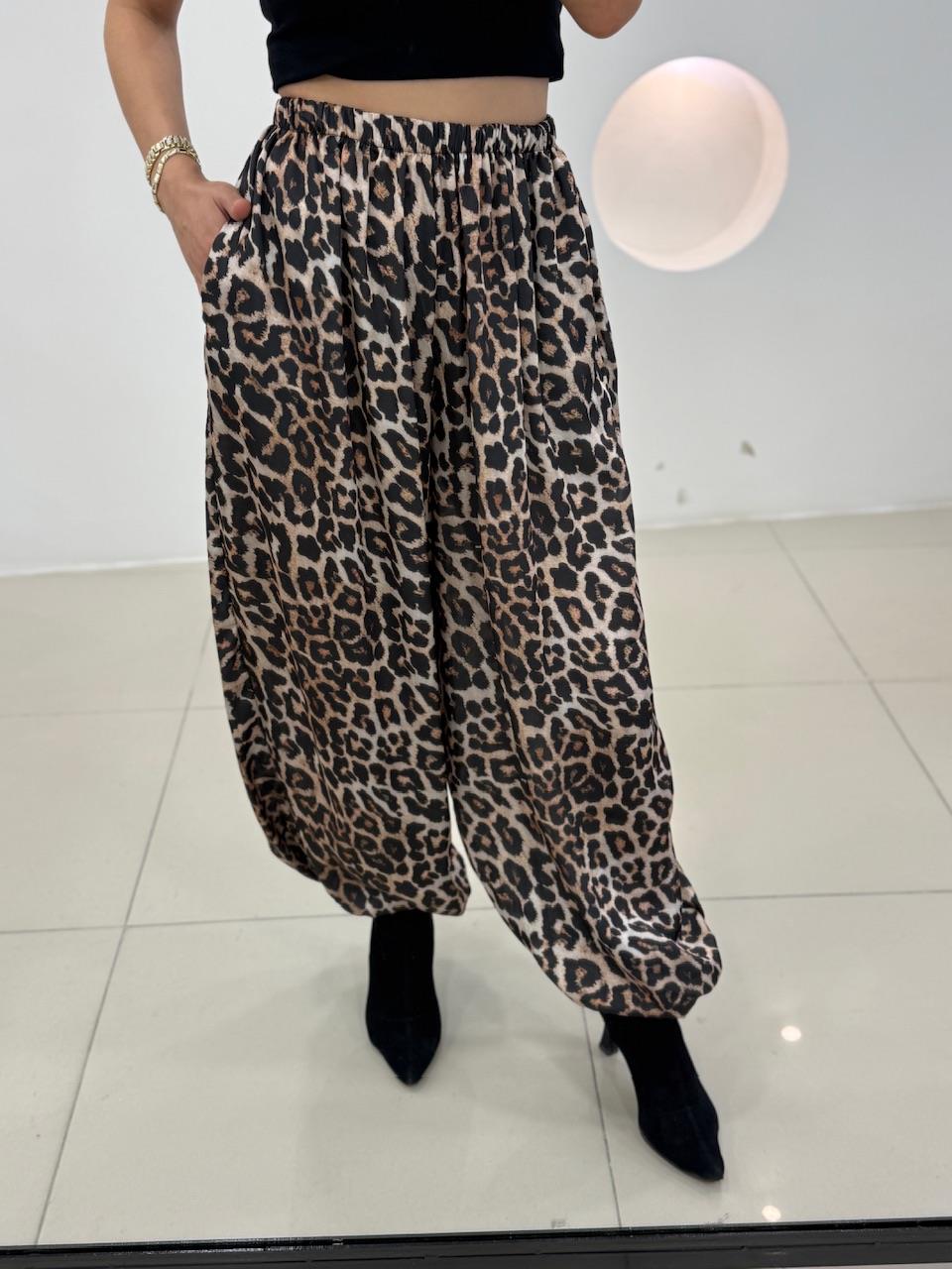 LEOPAR SATEN ŞALVAR PANTOLON