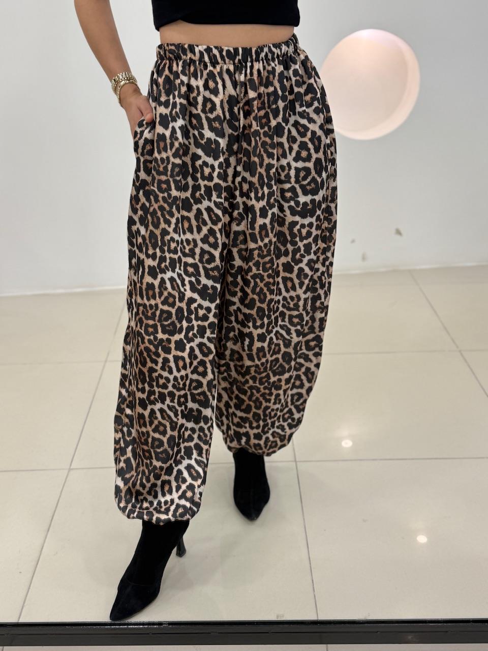 LEOPAR SATEN ŞALVAR PANTOLON