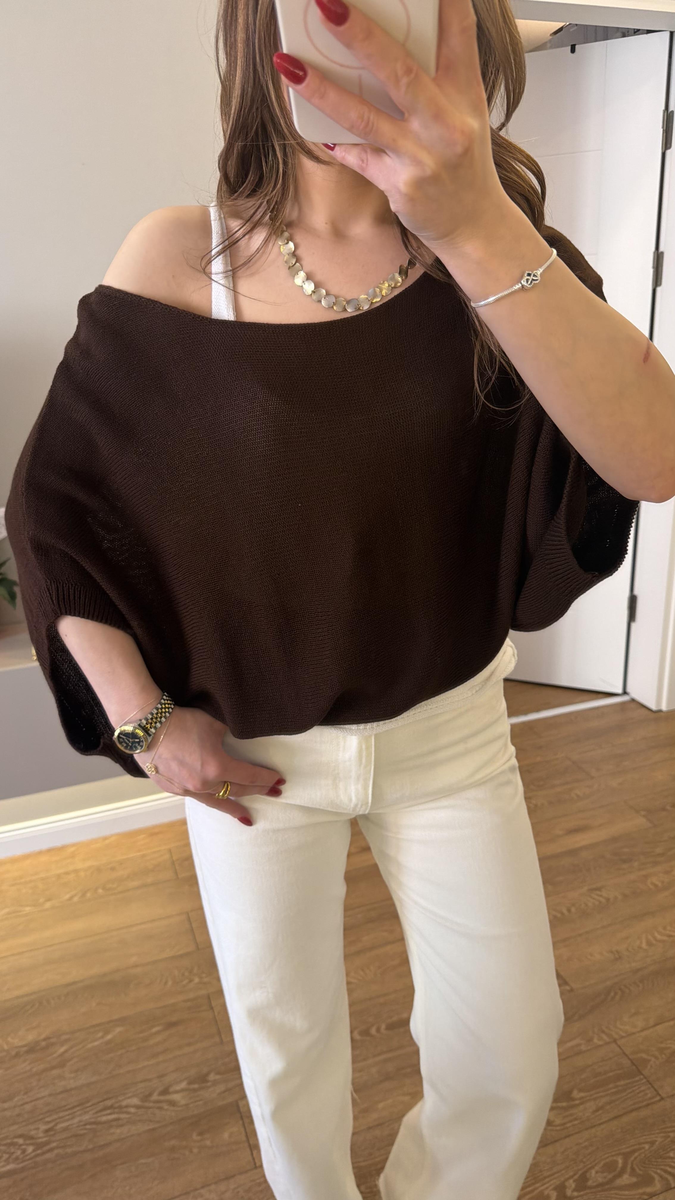 Mevsiimlik Atletli Merserize Bluz Kahve