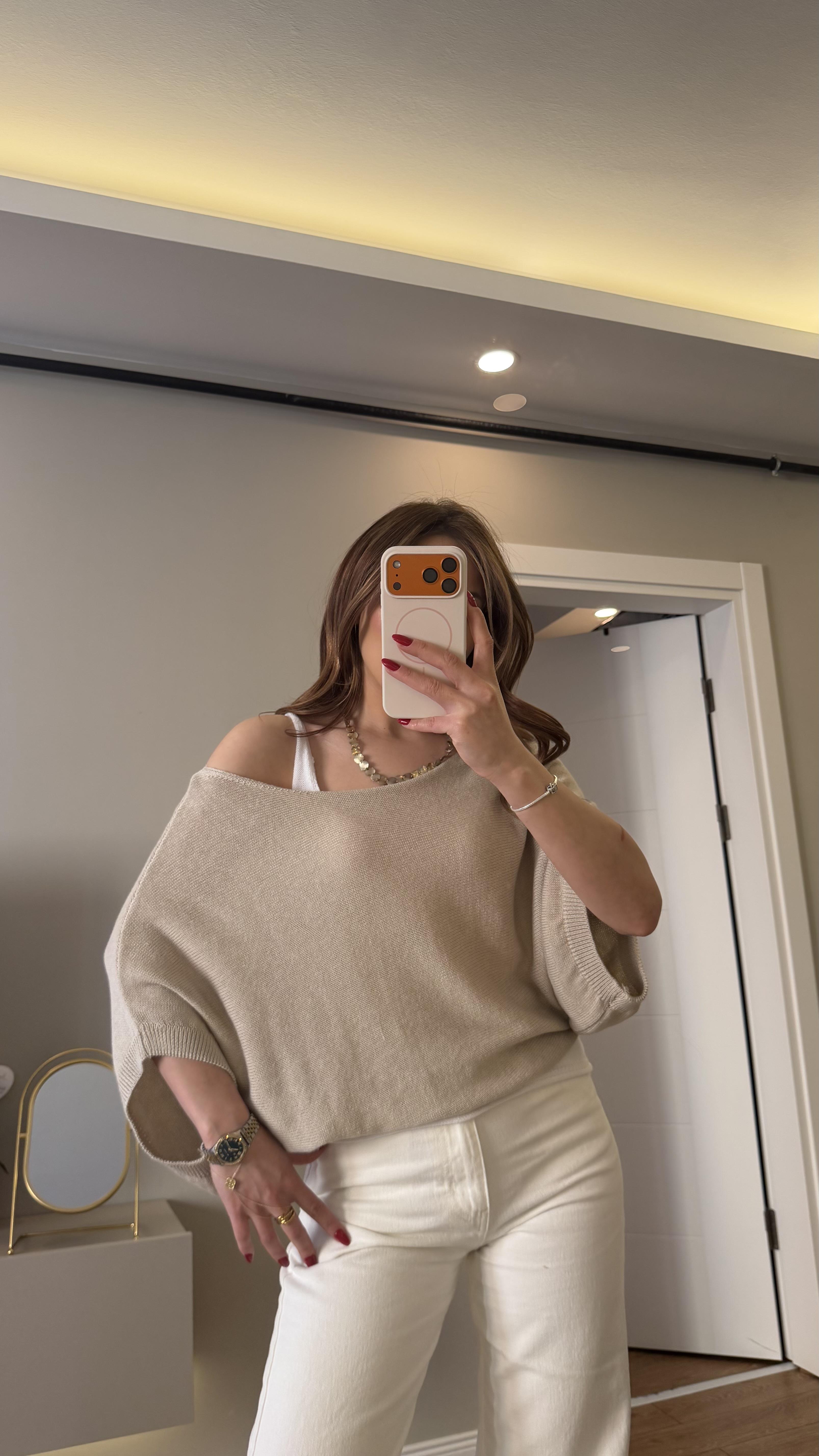 Mevsiimlik Atletli Merserize Bluz Taş