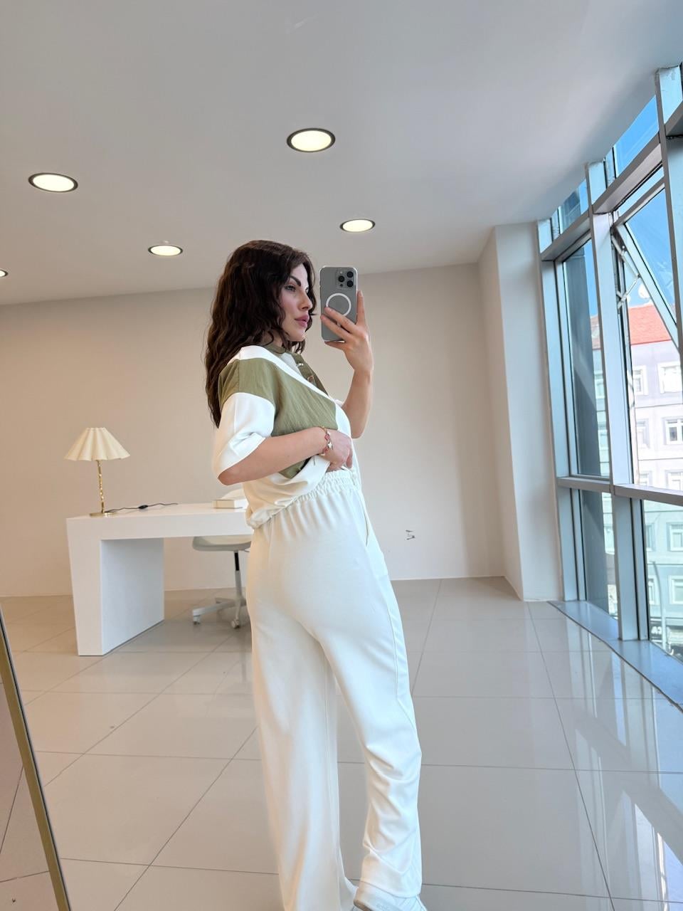 MODAL KUMAŞ İKİLİ TASARIM TAKIM BEYAZ
