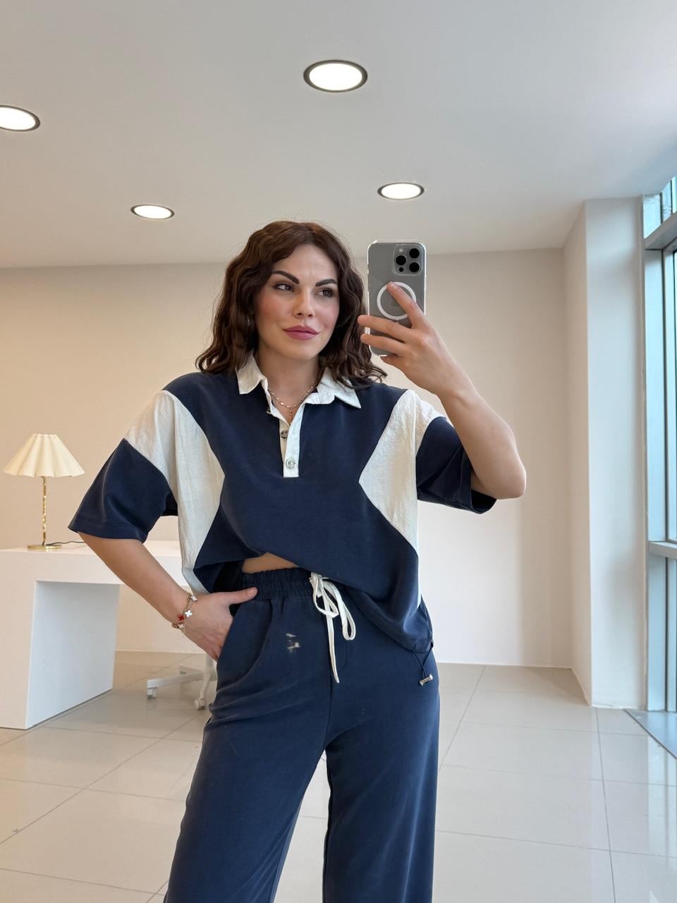 MODAL KUMAŞ İKİLİ TASARIM TAKIM LACİVERT
