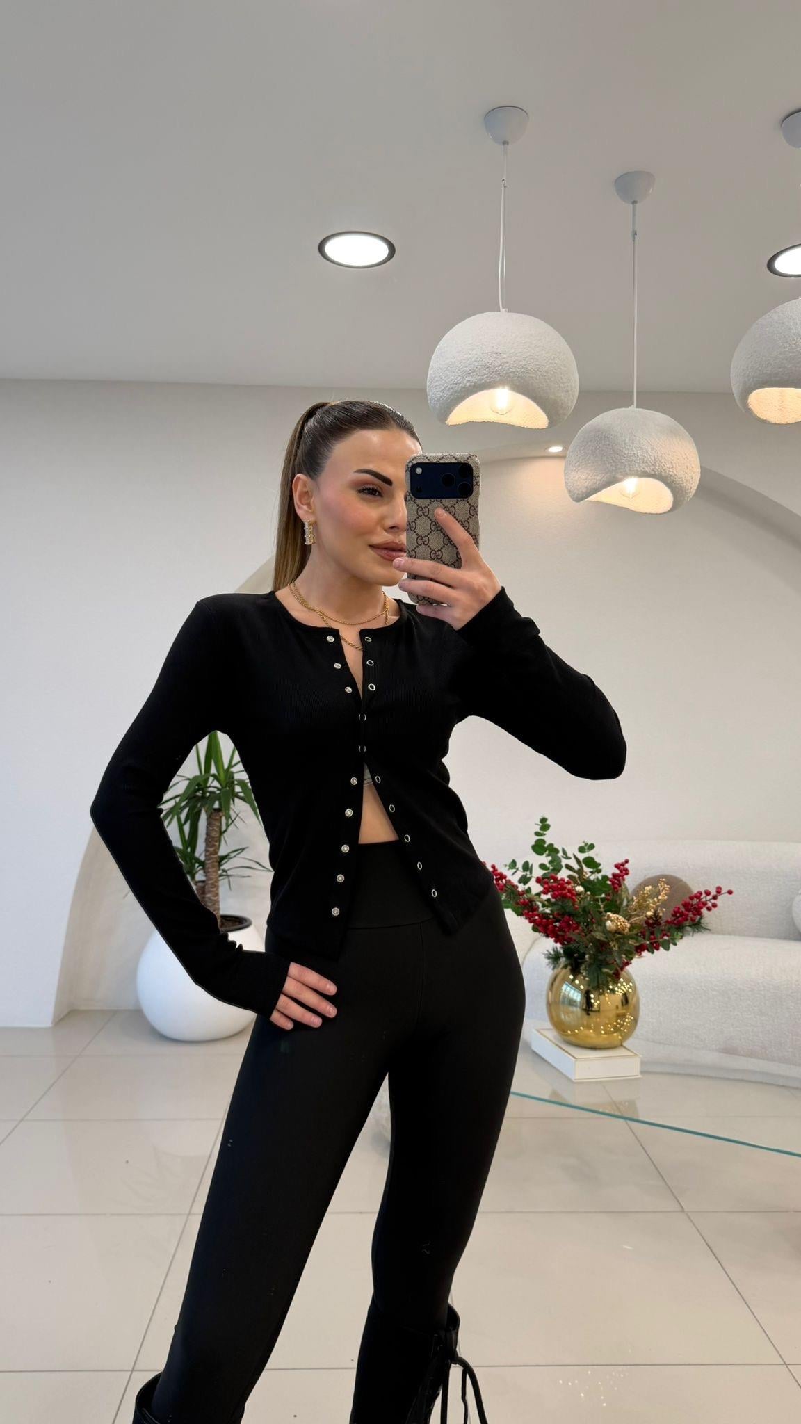 ÖNÜ FULL ÇITLI BADY SİYAH