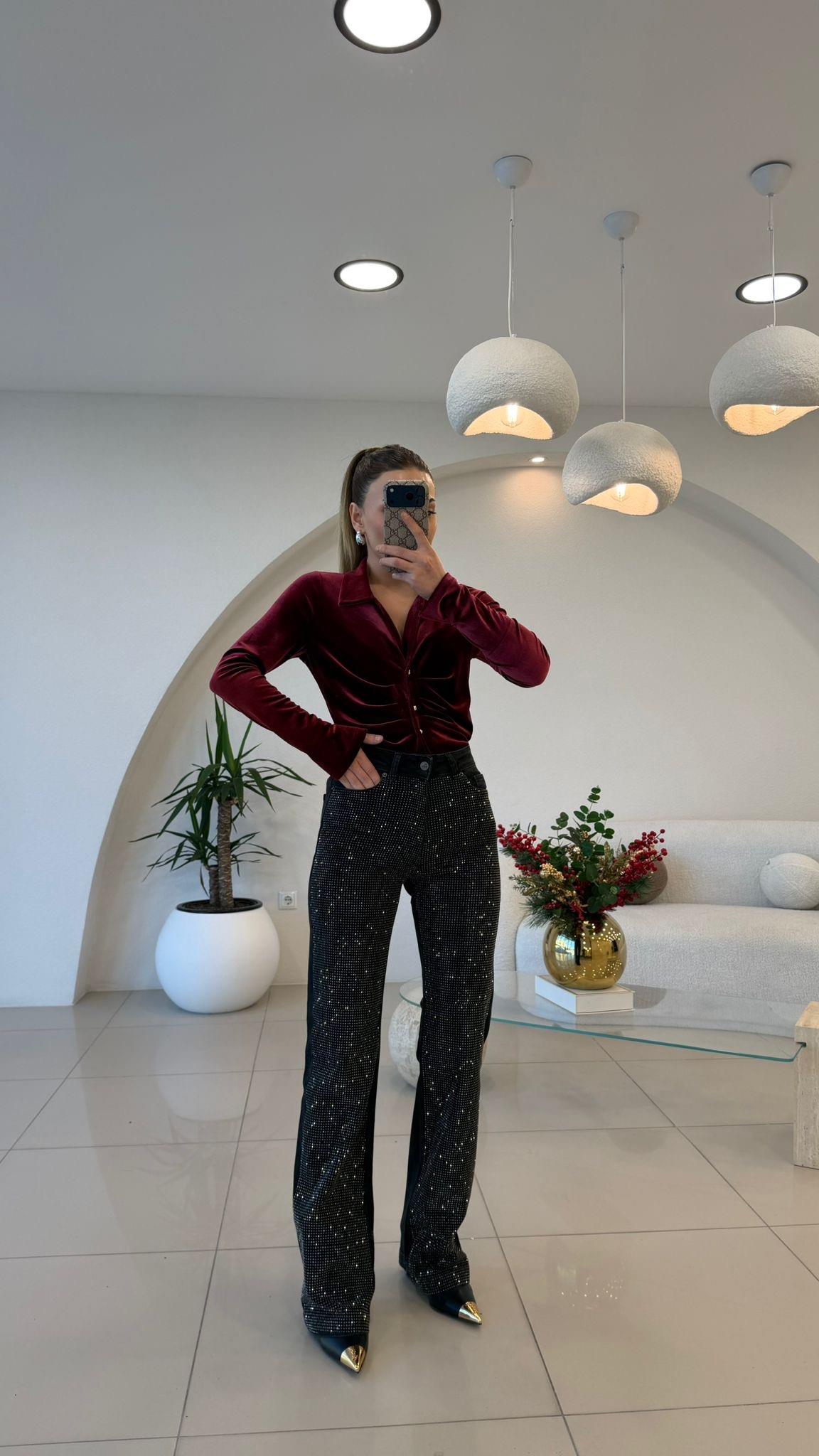 ÖNÜ FULL TAŞLI JEAN PANTOLON
