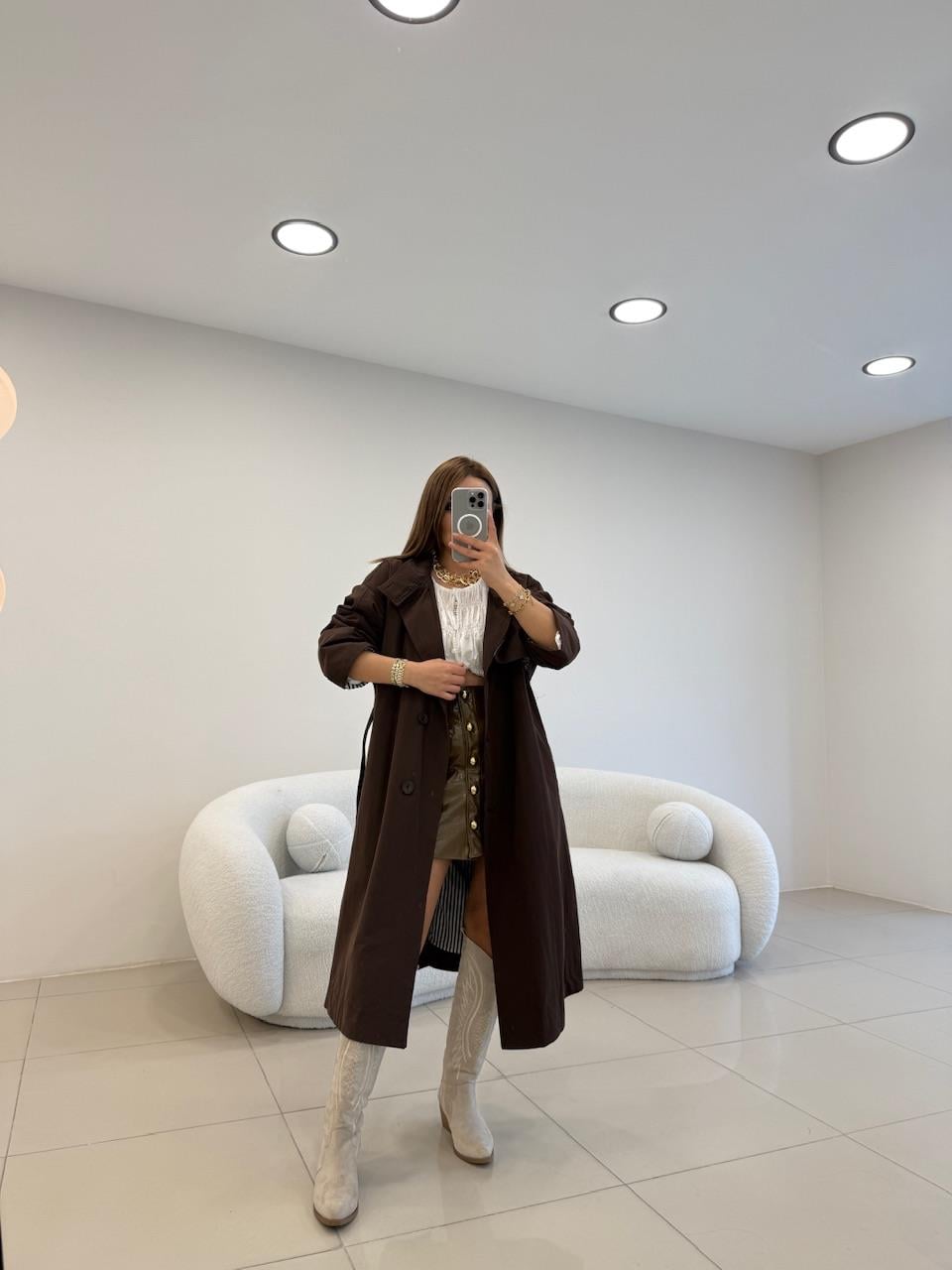 OVERSİZE YAĞMURLUK TRENÇ KAHVE