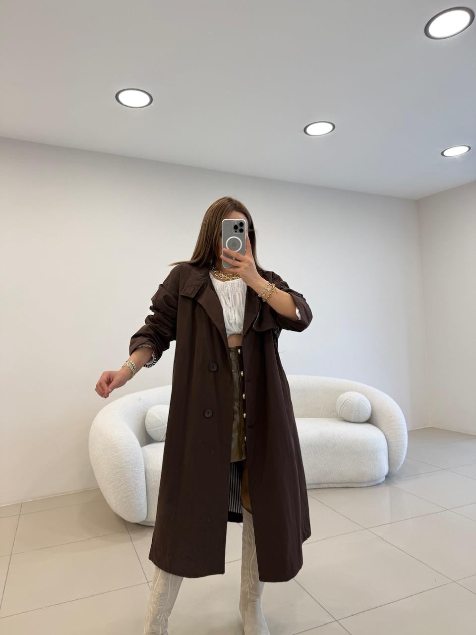 OVERSİZE YAĞMURLUK TRENÇ KAHVE