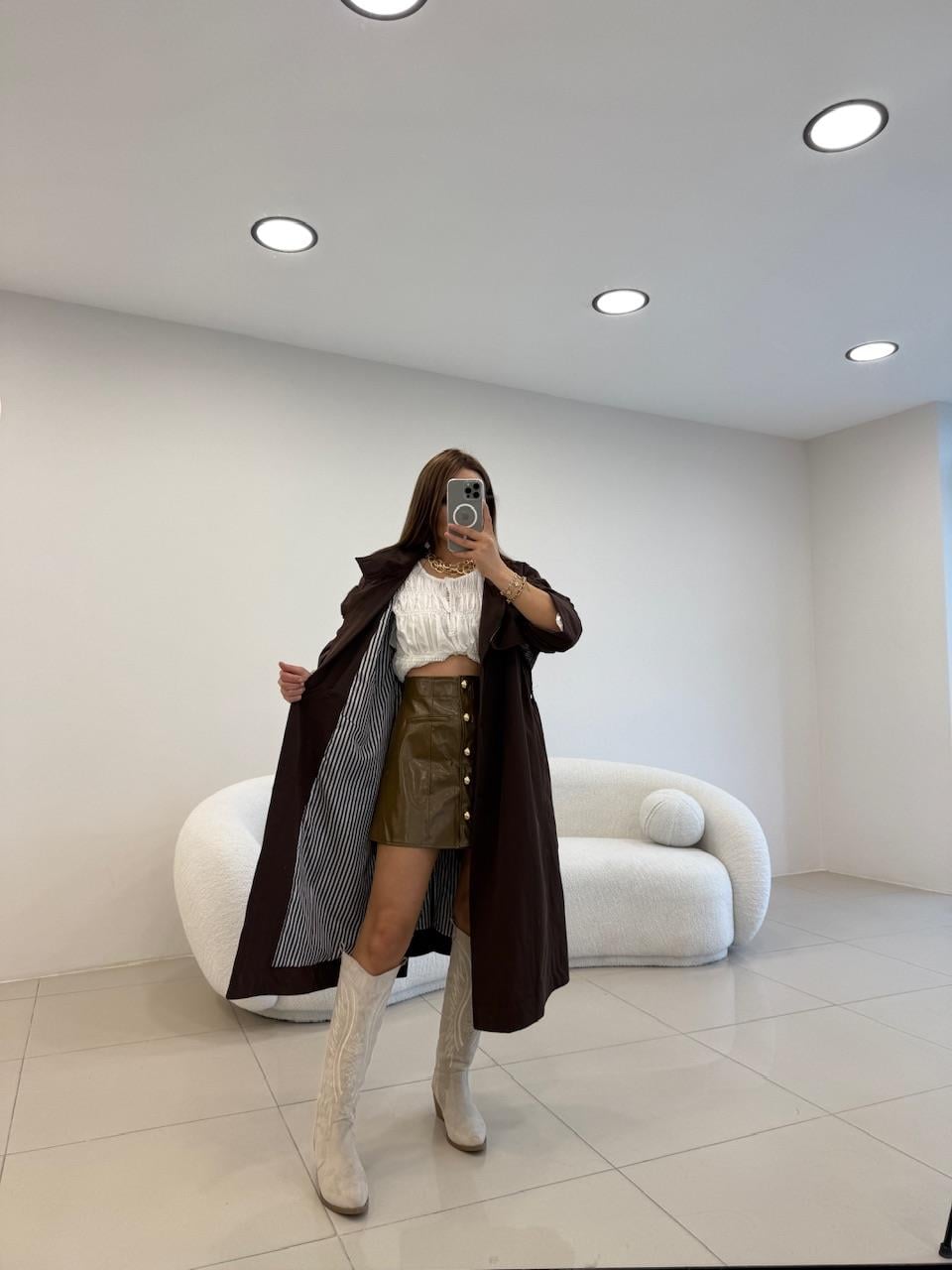 OVERSİZE YAĞMURLUK TRENÇ KAHVE