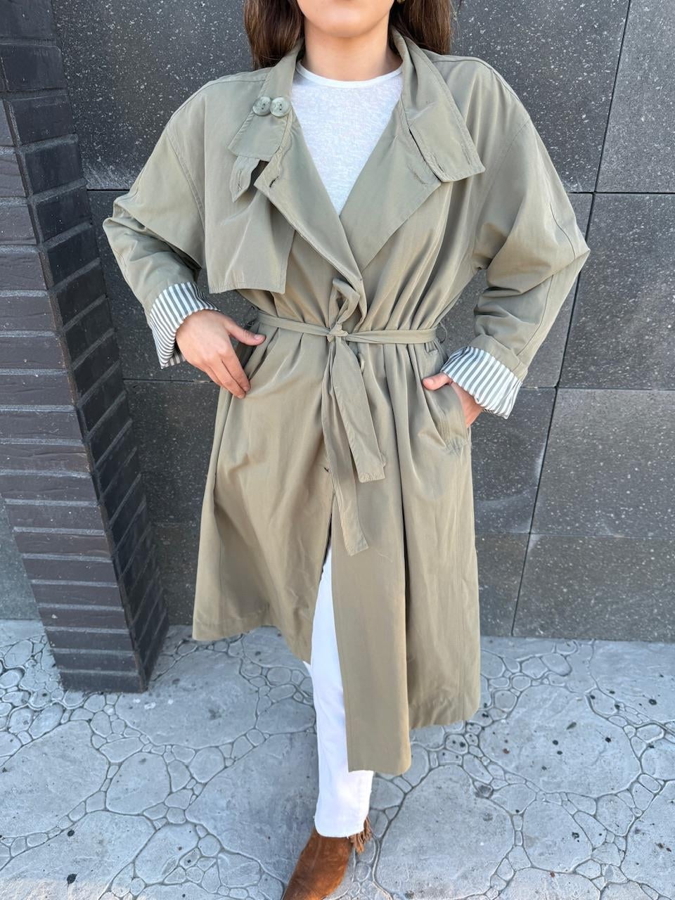 OVERSİZE YAĞMURLUK TRENÇ YEŞİL