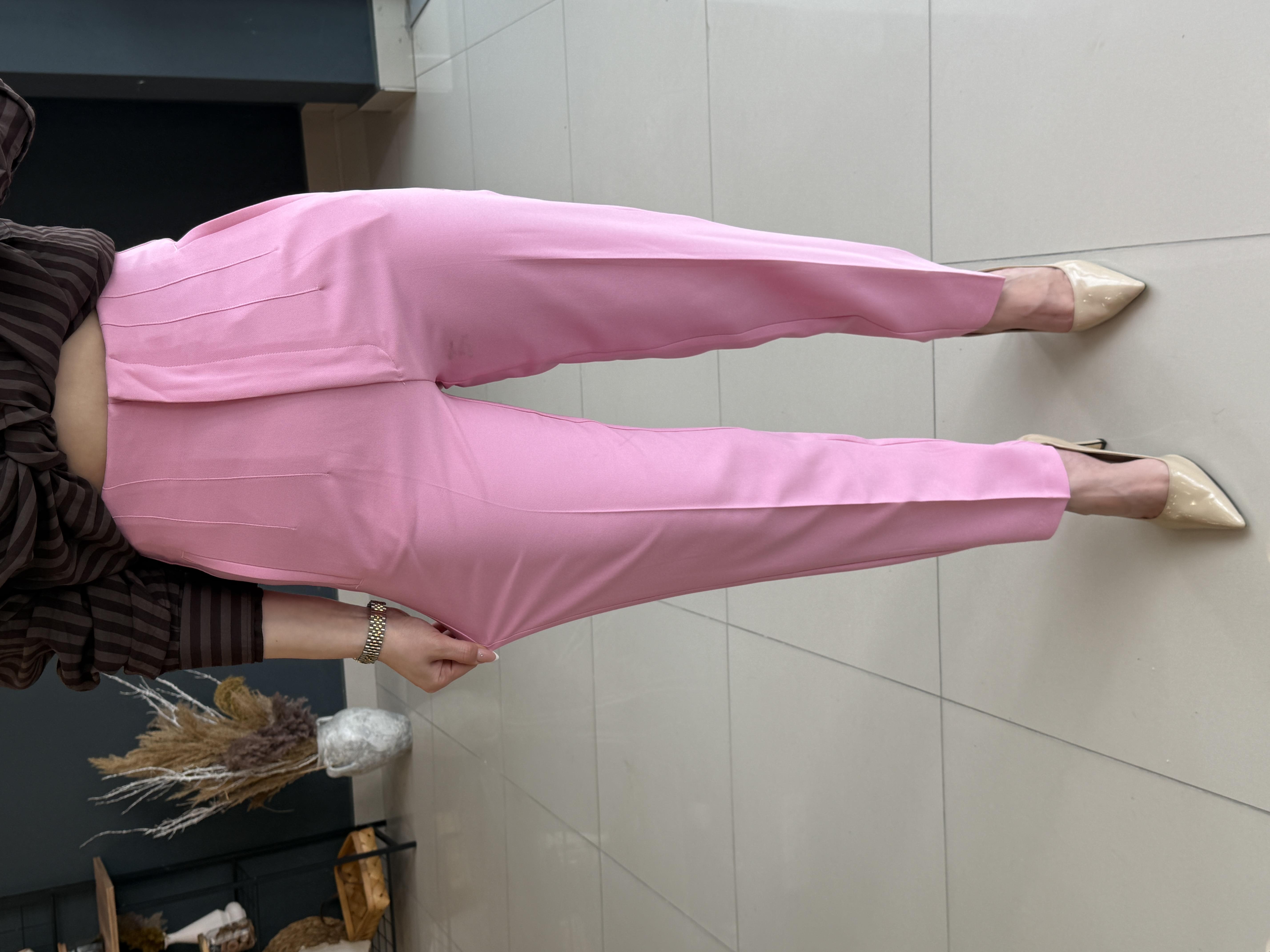 Pensli̇ Havuç Kesi̇m Kumaş Pantolon Pembe