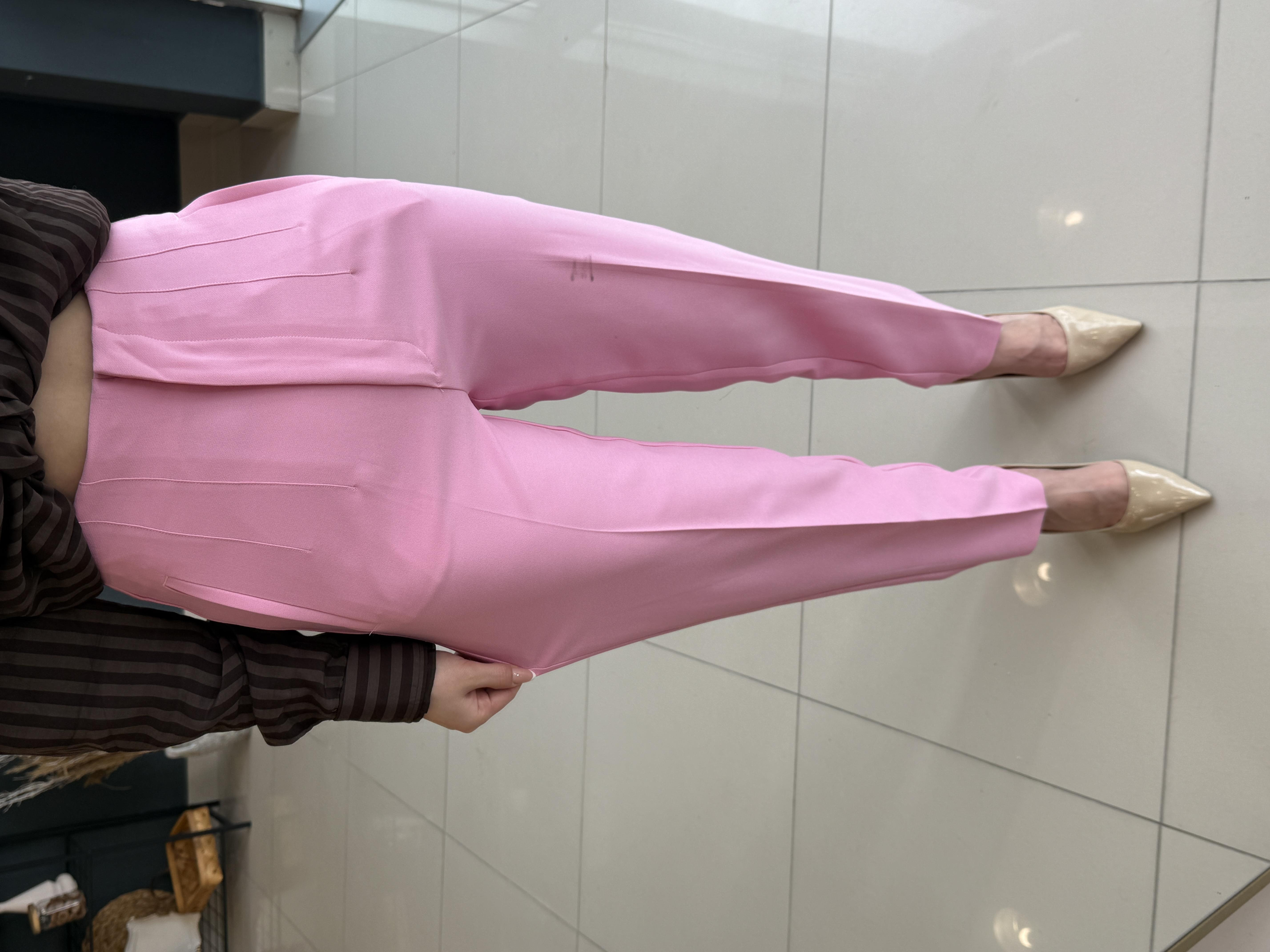 Pensli̇ Havuç Kesi̇m Kumaş Pantolon Pembe