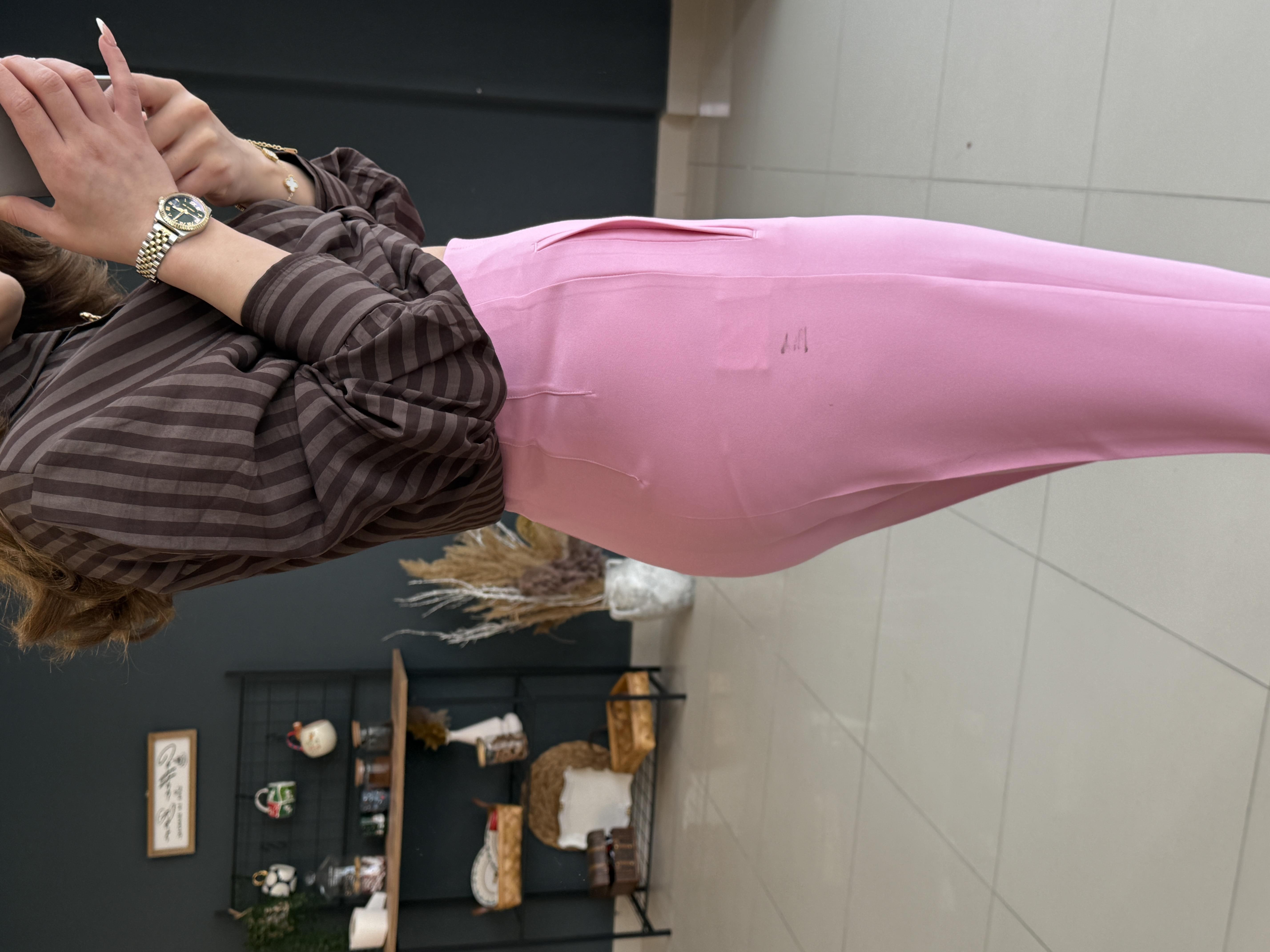 Pensli̇ Havuç Kesi̇m Kumaş Pantolon Pembe