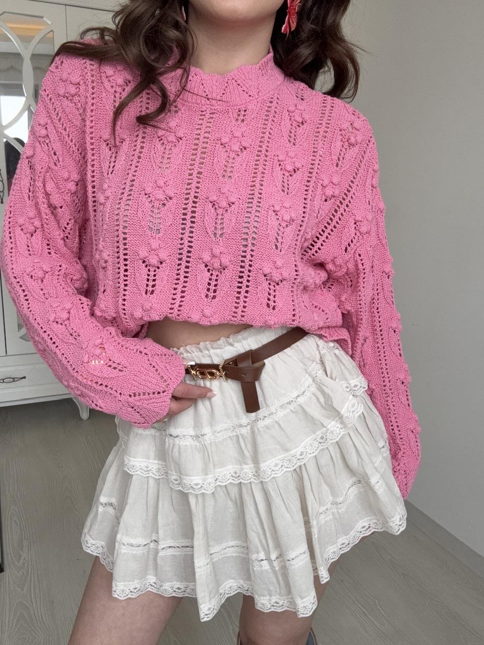 PONPON DESENLİ MERSERİZE PEMBE