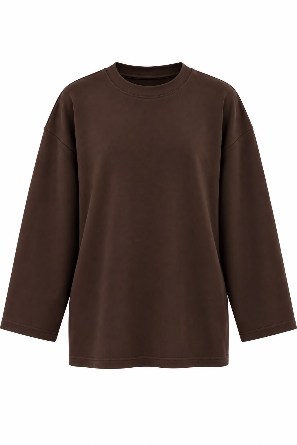 Premium Oversize Kesim Uzun Kollu Basic Sweat Kahve