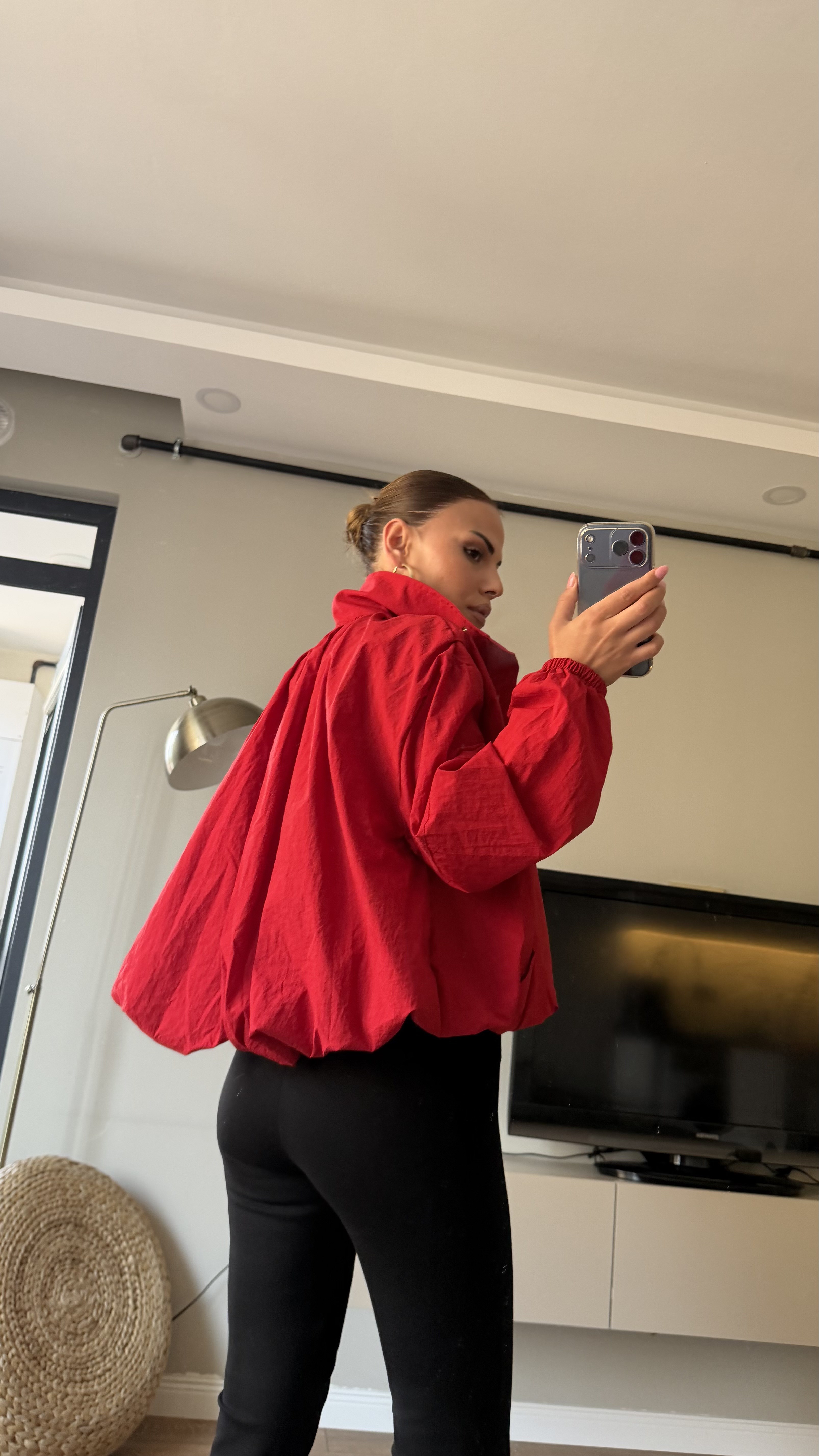 Premium Seri Dik Yaka Yağmurluk Kırmızı