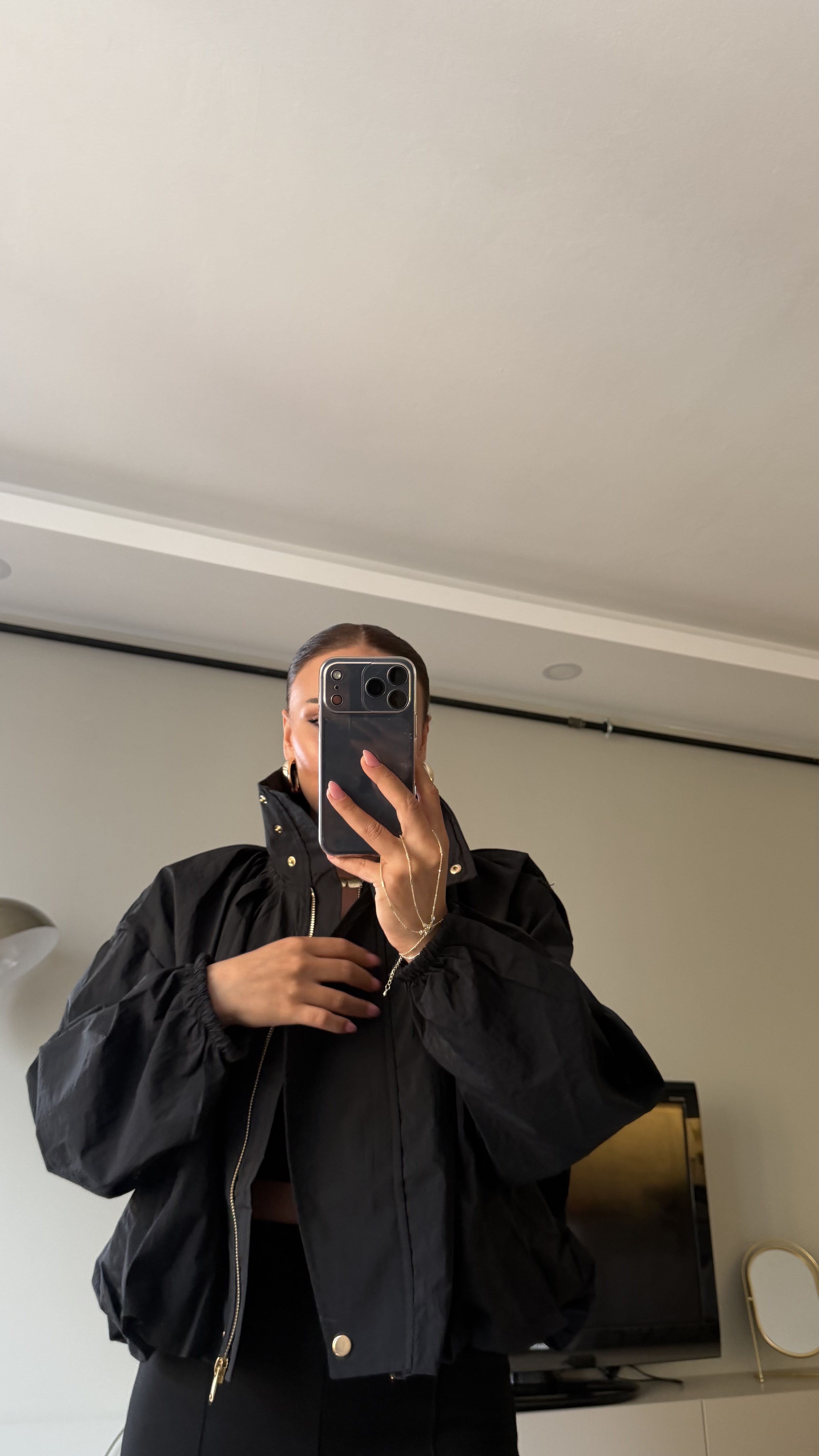 Premium Seri Dik Yaka Yağmurluk Siyah