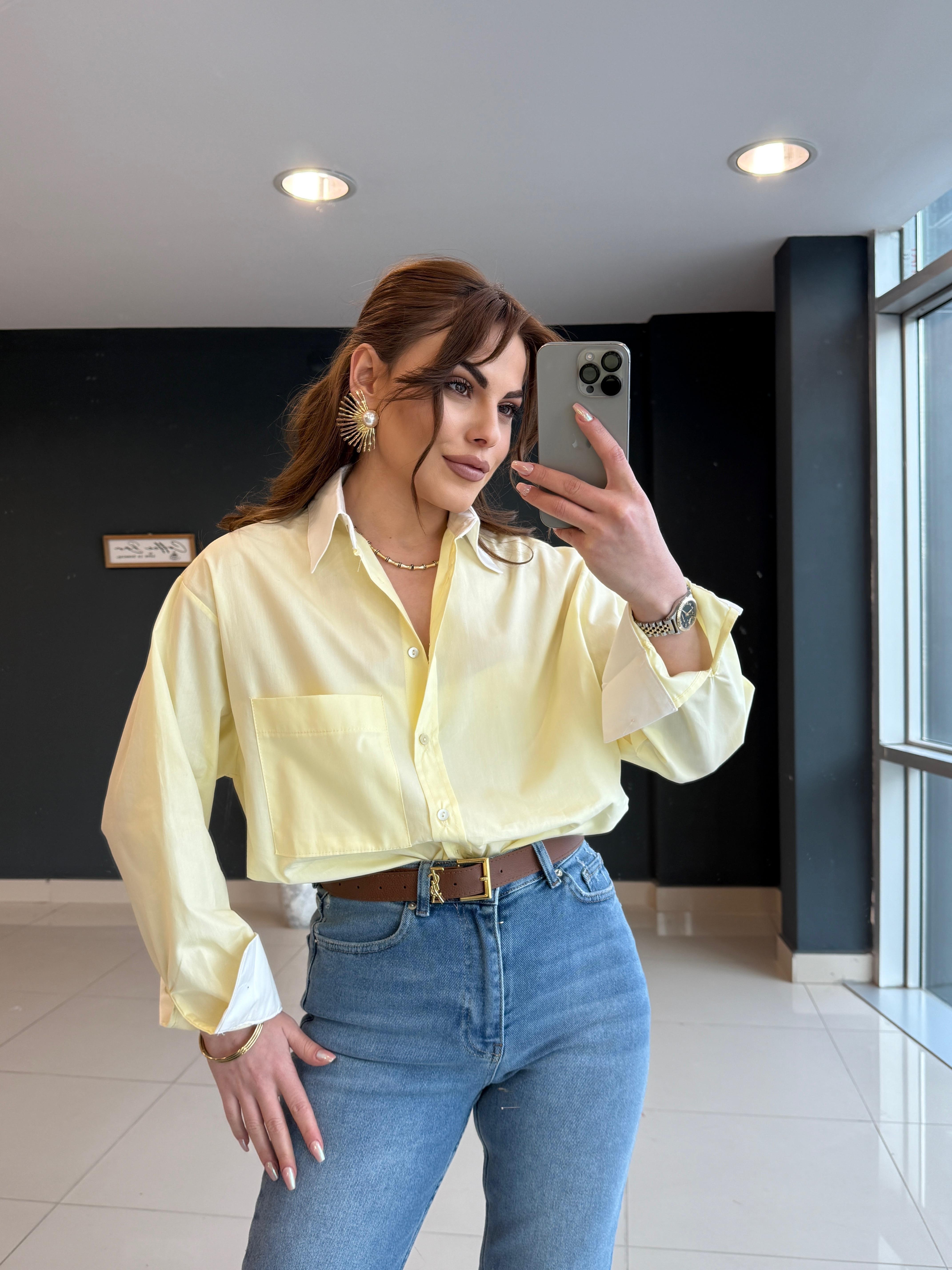 Premi̇um Seri̇ Popli̇n Gömlek Sari