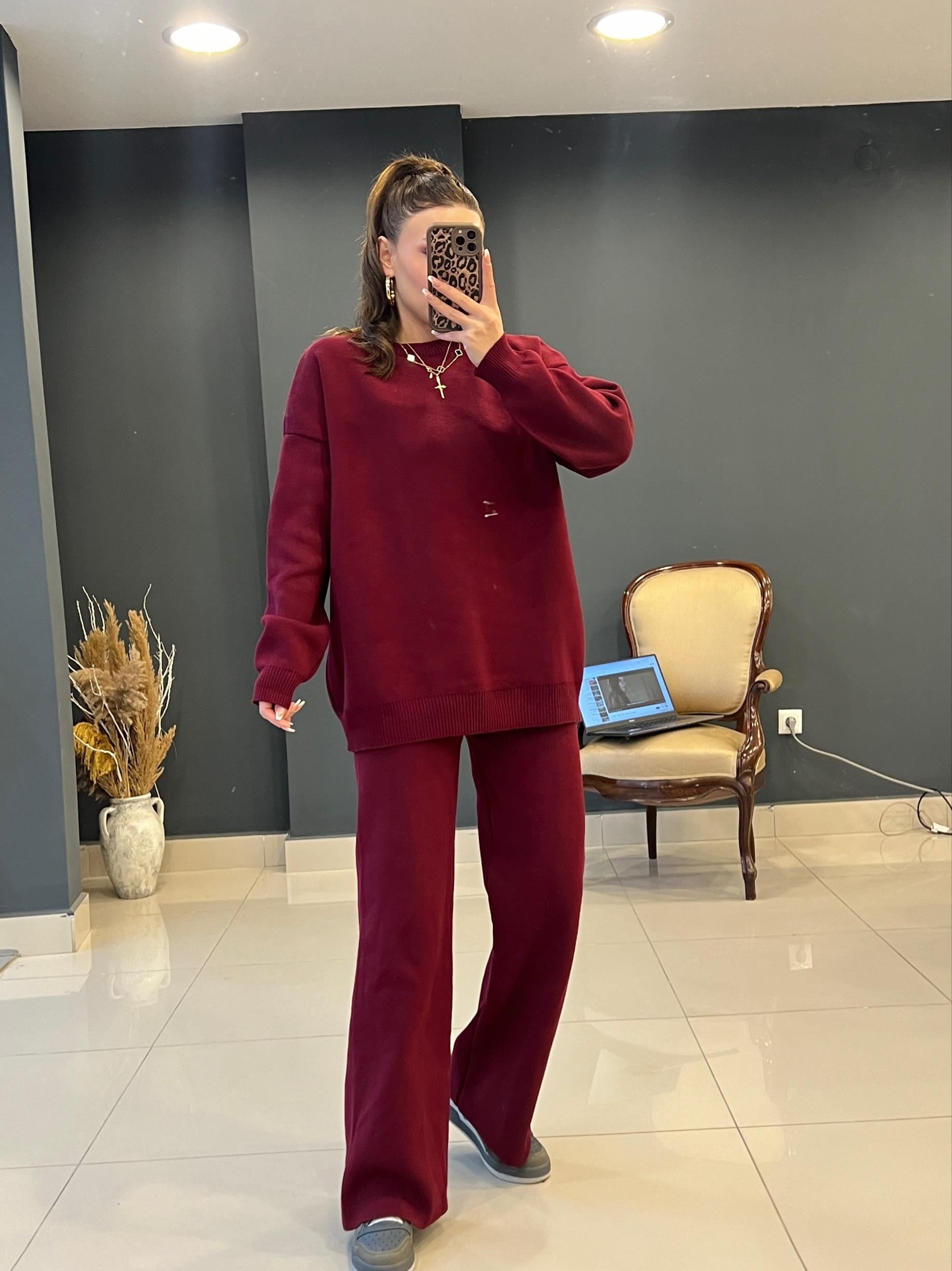 Premium Seri Tri̇ko Takim Bordo