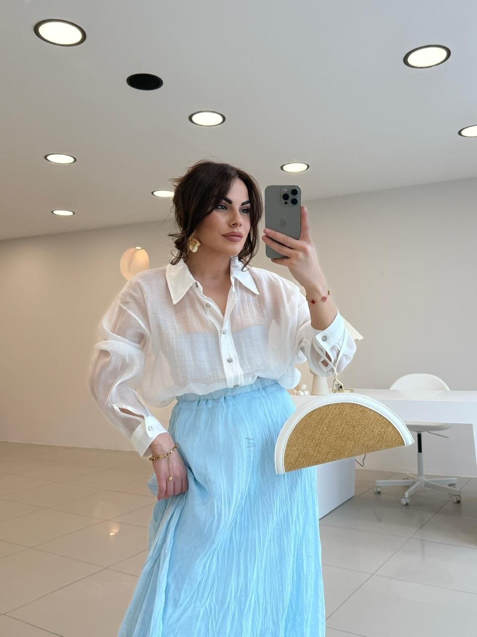 RAHAT KESİM TÜL GÖMLEK BEYAZ