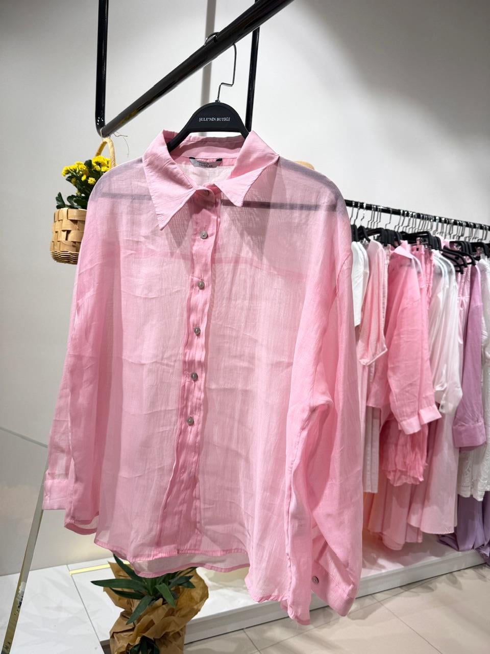RAHAT KESİM TÜL GÖMLEK PEMBE