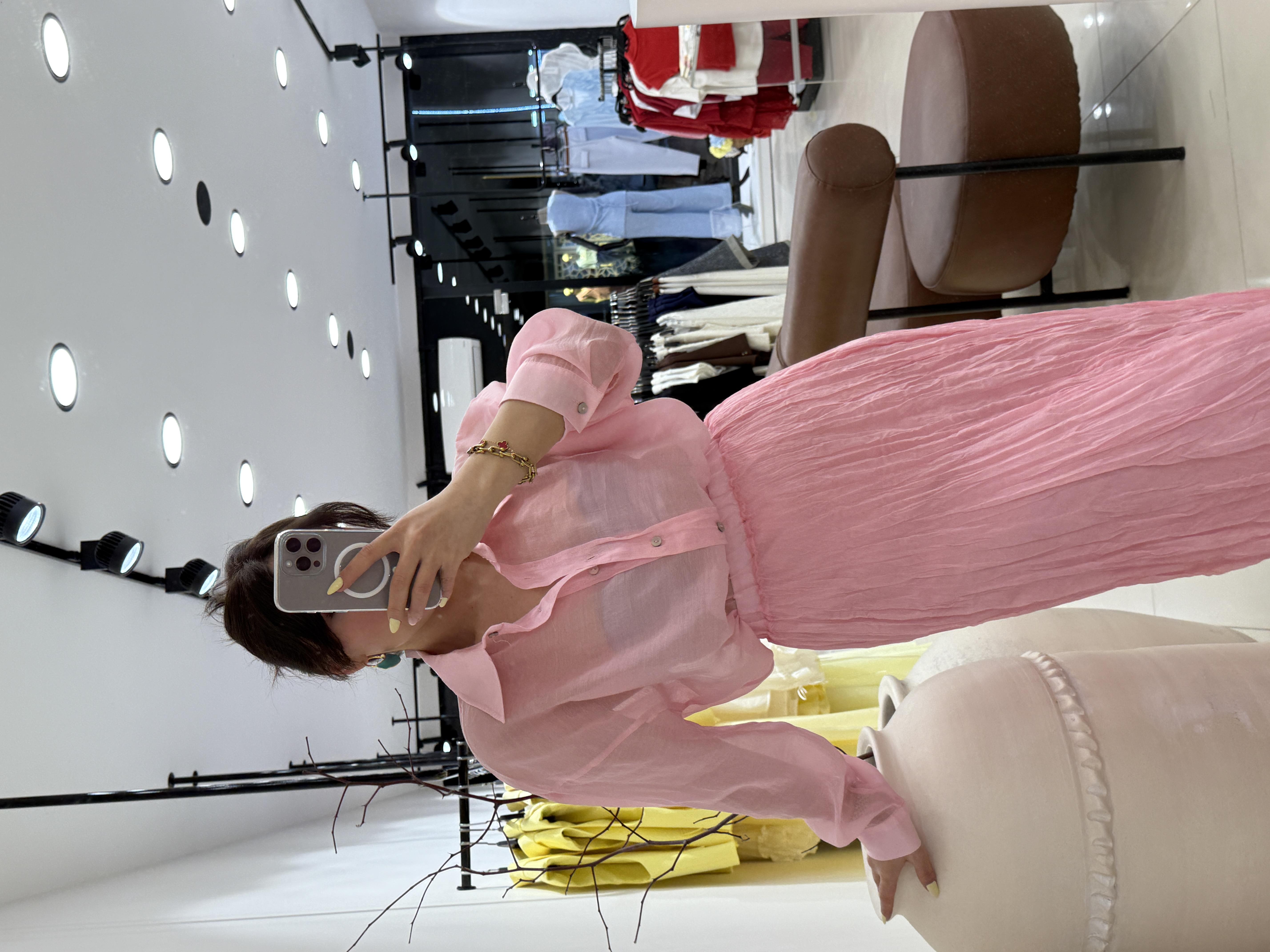 RAHAT KESİM TÜL GÖMLEK PEMBE
