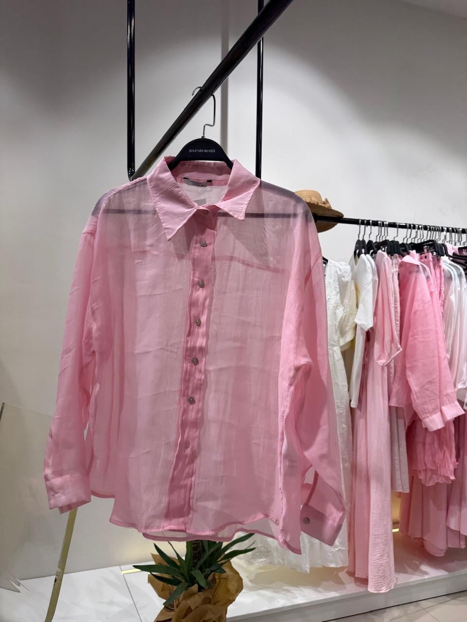 RAHAT KESİM TÜL GÖMLEK PEMBE
