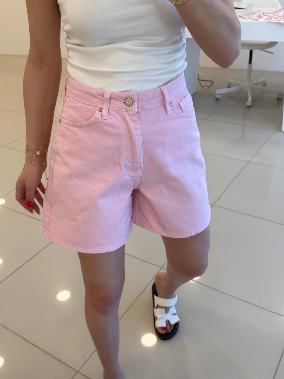 ŞEHİR BOY DENİM ŞORT PEMBE