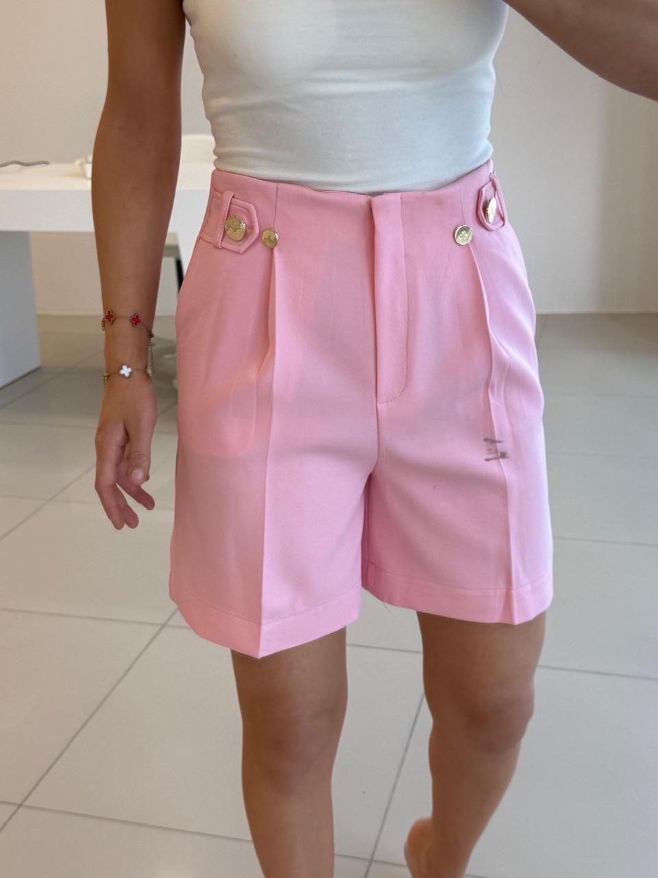 ŞEHİR BOY GOLD DÜĞMELİ ŞORT PEMBE