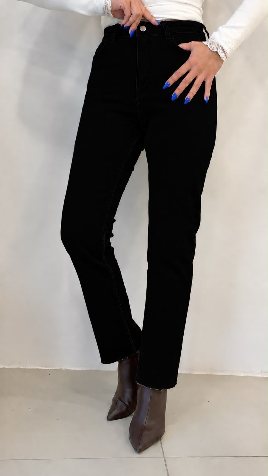 Siiyah Likralı Mom Jean 