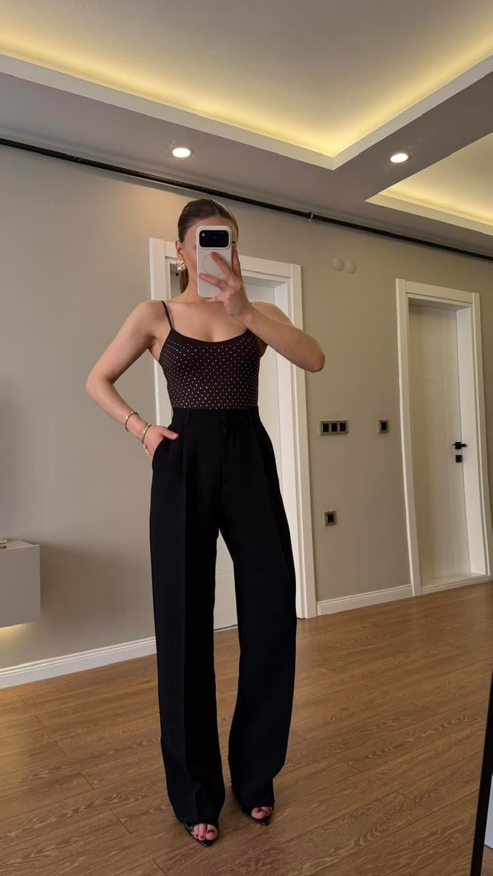 Siyah Yüksek Bel Palazzo