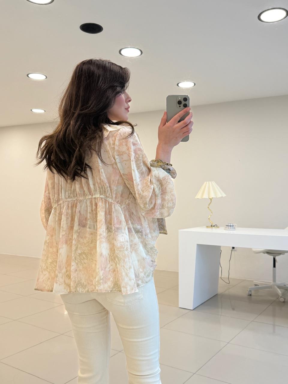 TASARIM DESENLİ  TÜL GÖMLEK