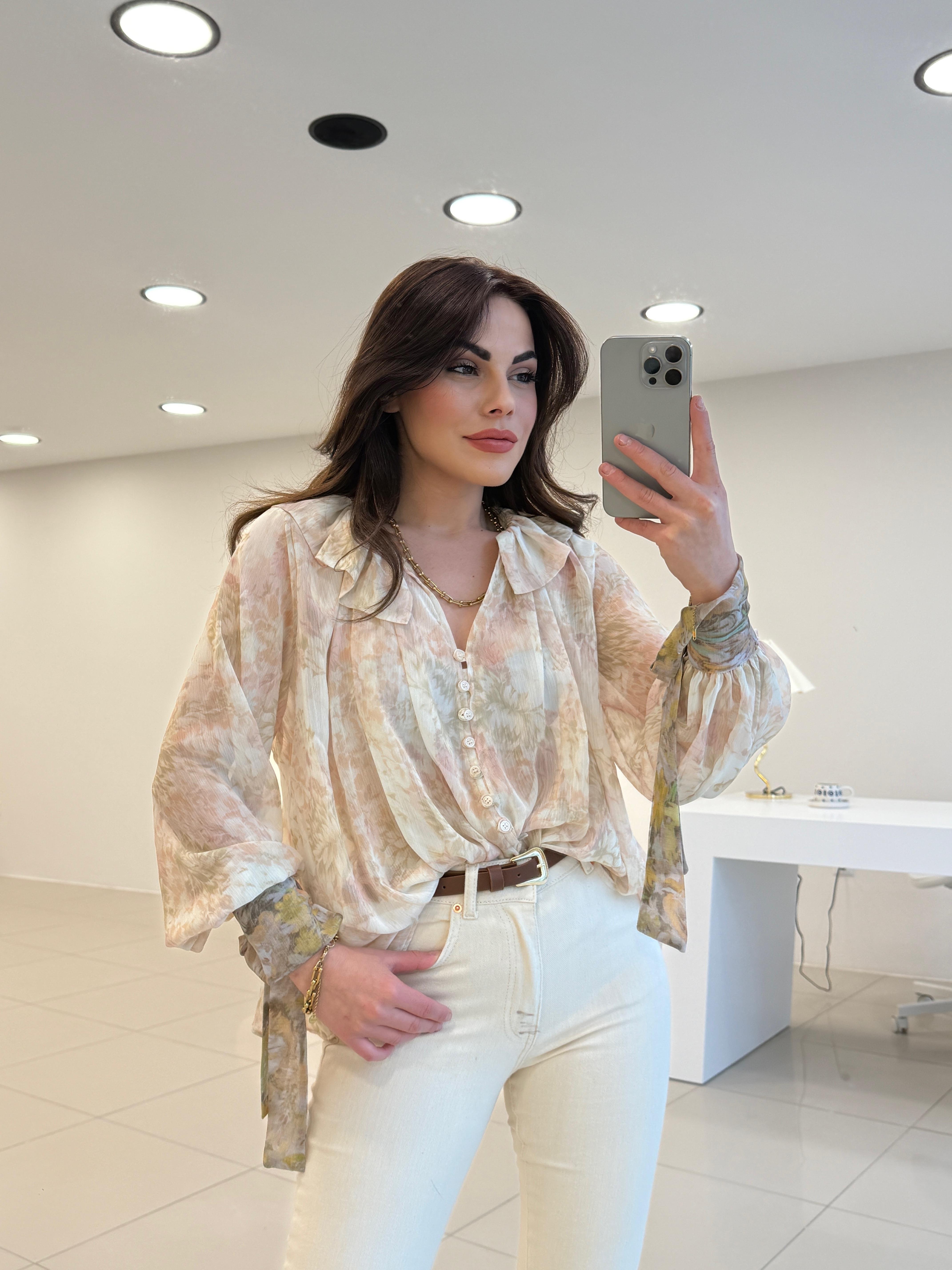 TASARIM DESENLİ  TÜL GÖMLEK