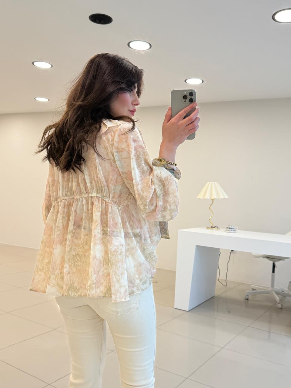 TASARIM DESENLİ  TÜL GÖMLEK