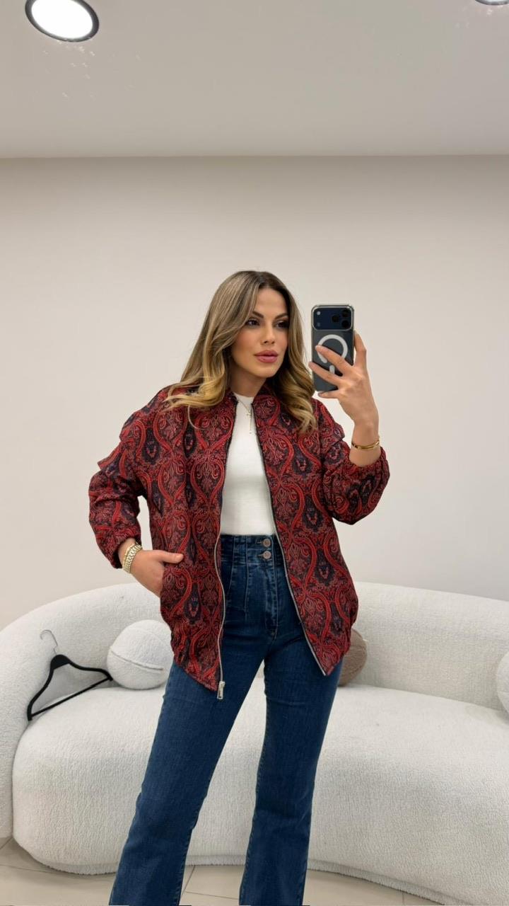 TASARIM ETNİK DESEN BOMBER CEKET