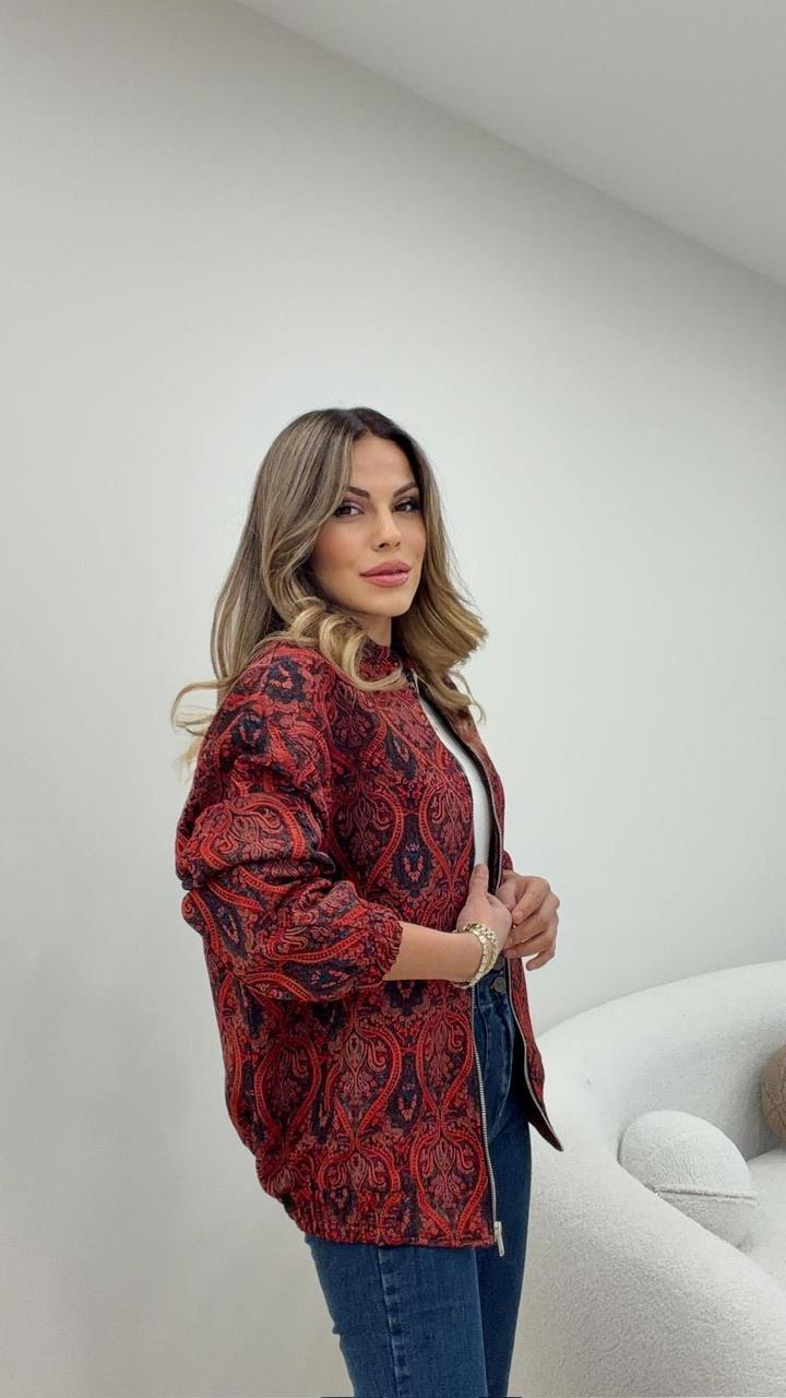 TASARIM ETNİK DESEN BOMBER CEKET