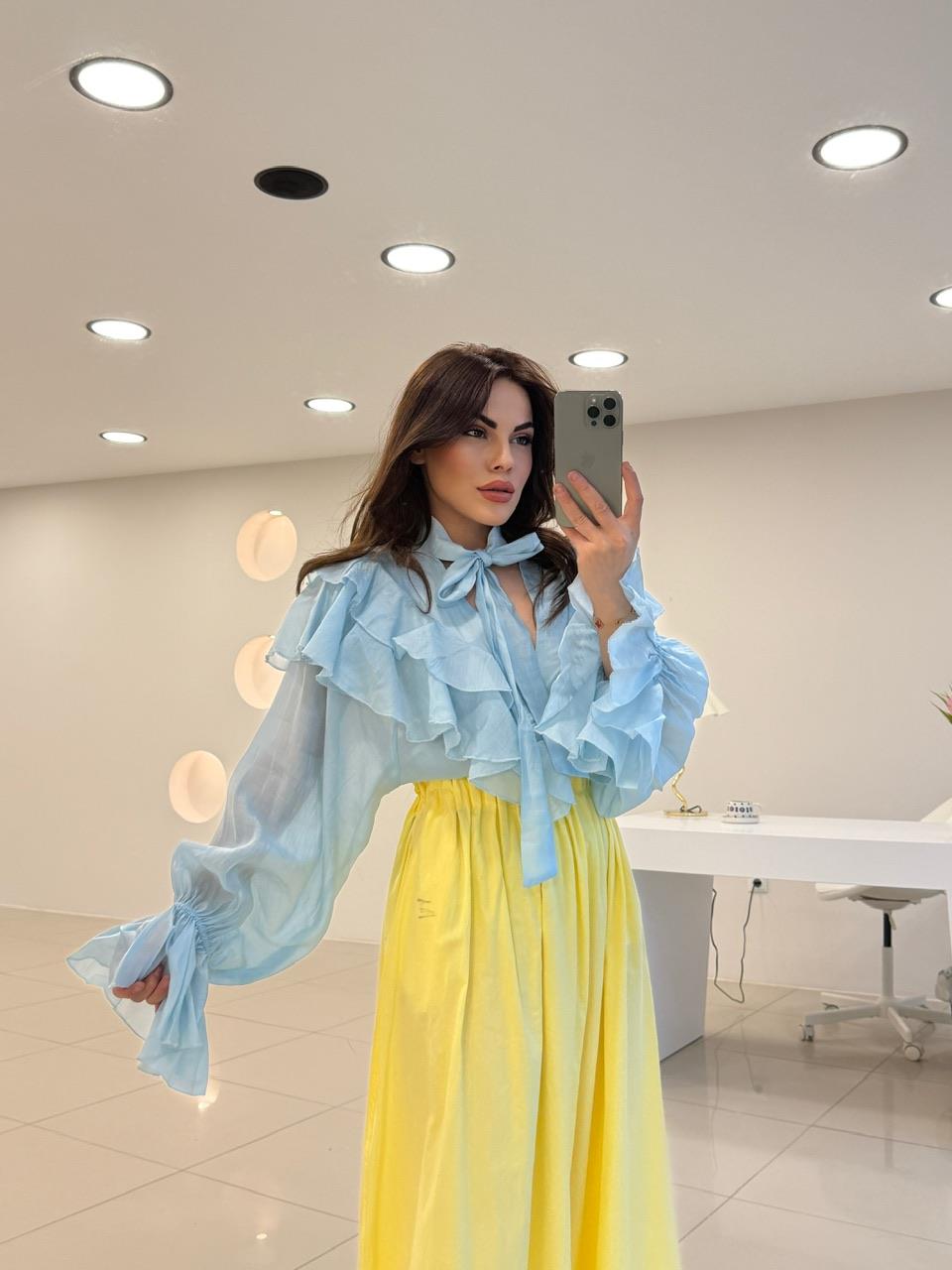 TASARIM FIRFIRLI  GÖMLEK MAVİ