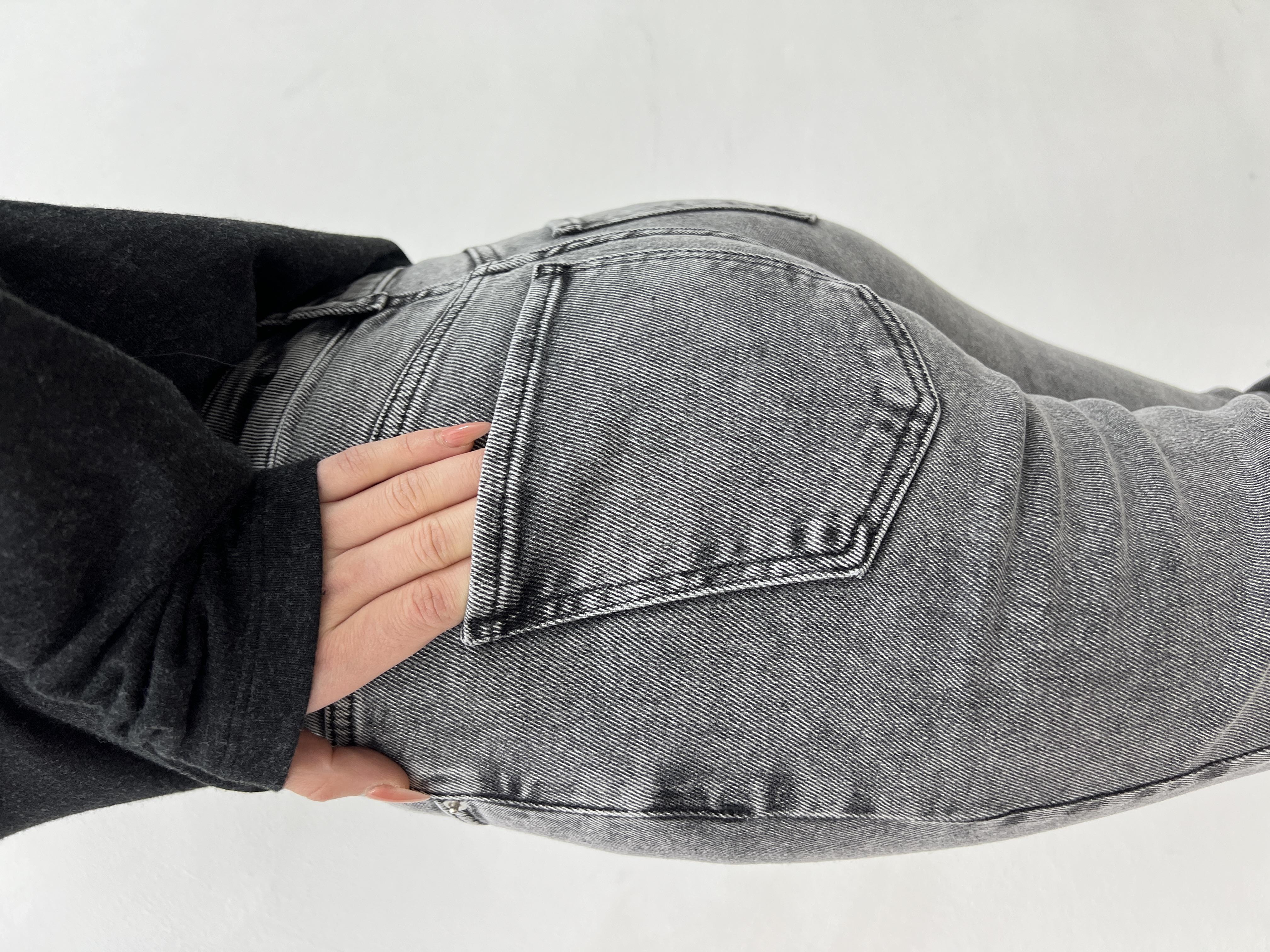 Taşlanmiş Gri̇ Lİkralı Mom Jean
