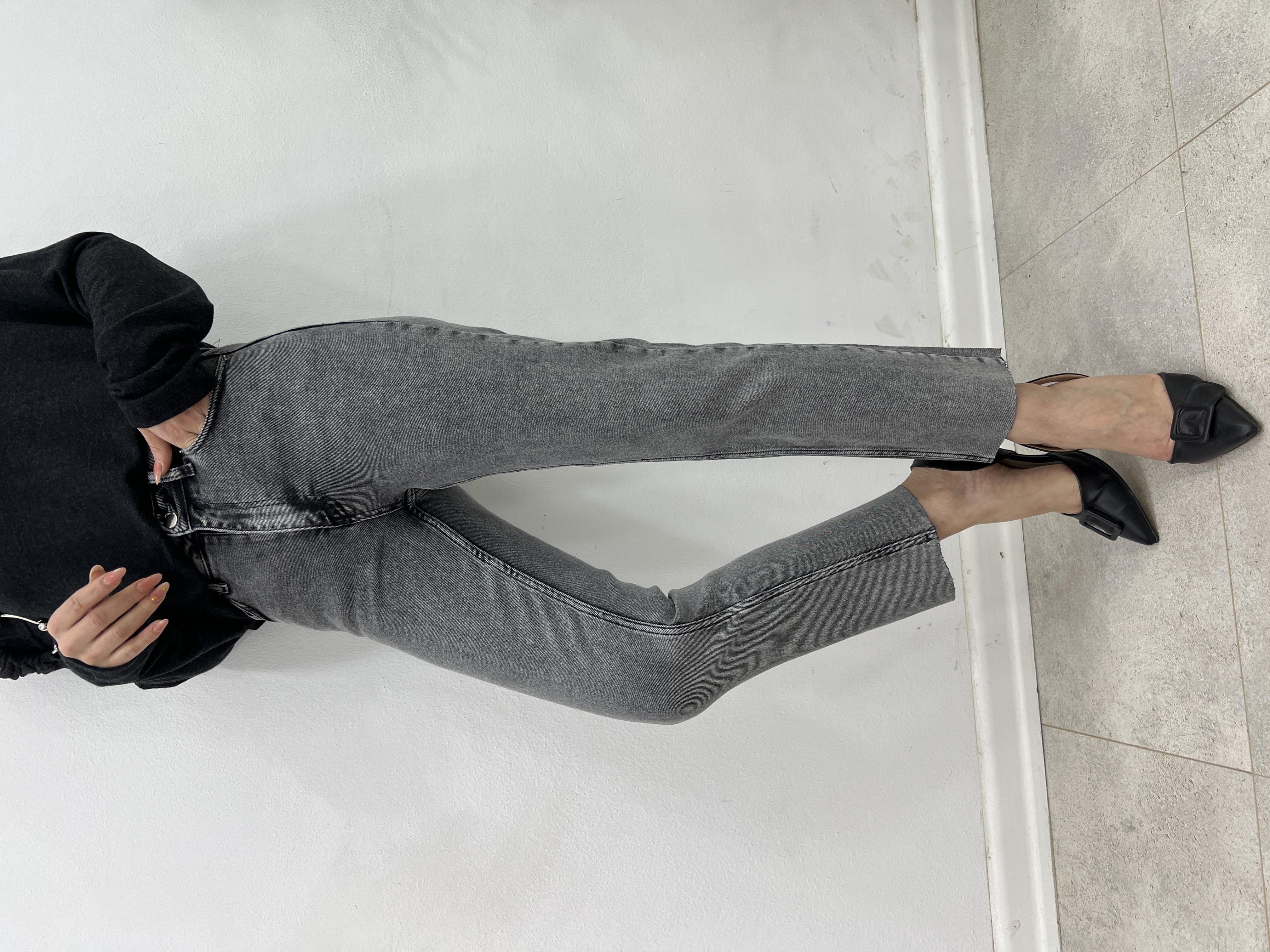 Taşlanmiş Gri̇ Lİkralı Mom Jean