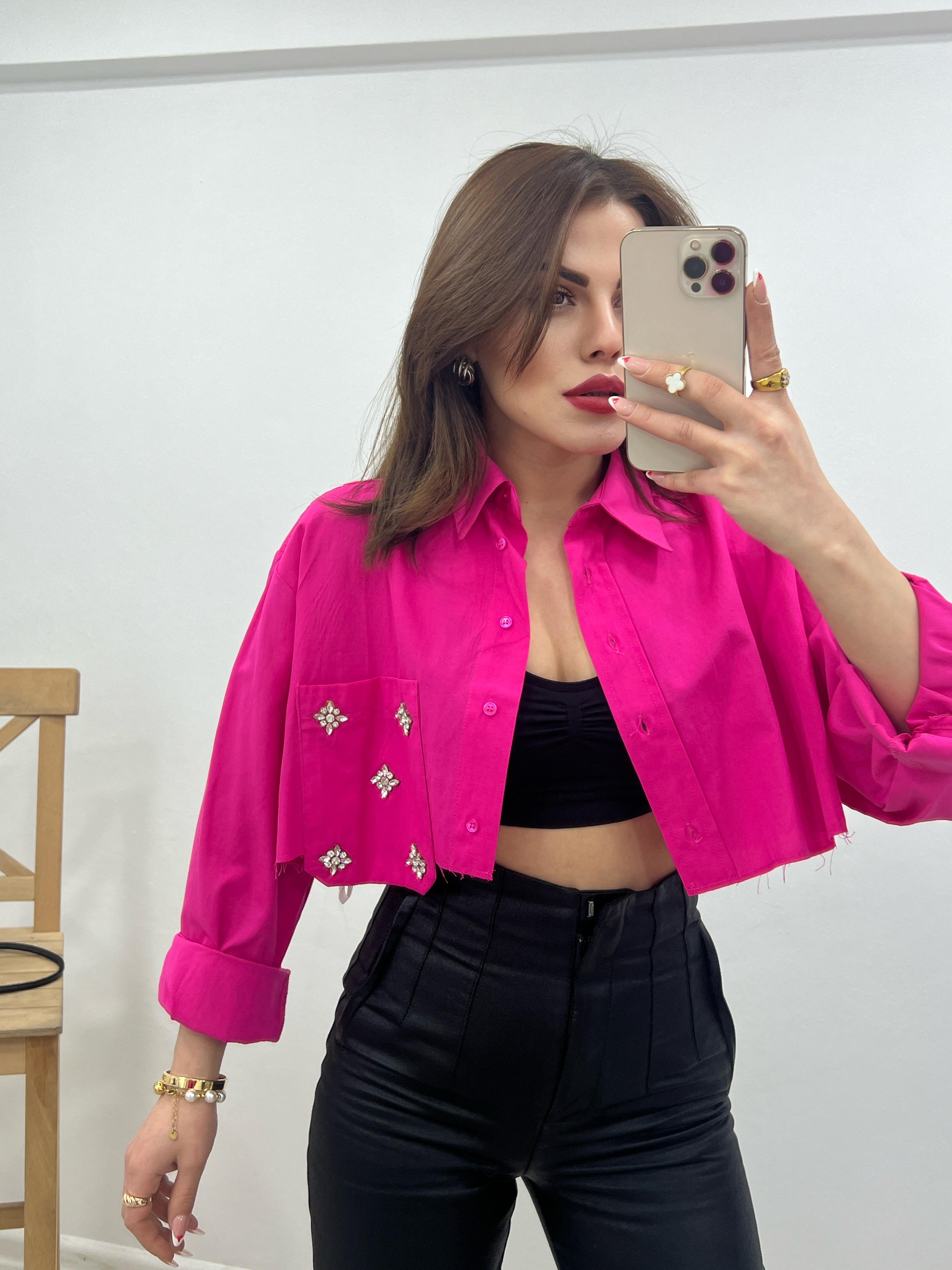 Taşli Pembe Gömlek
