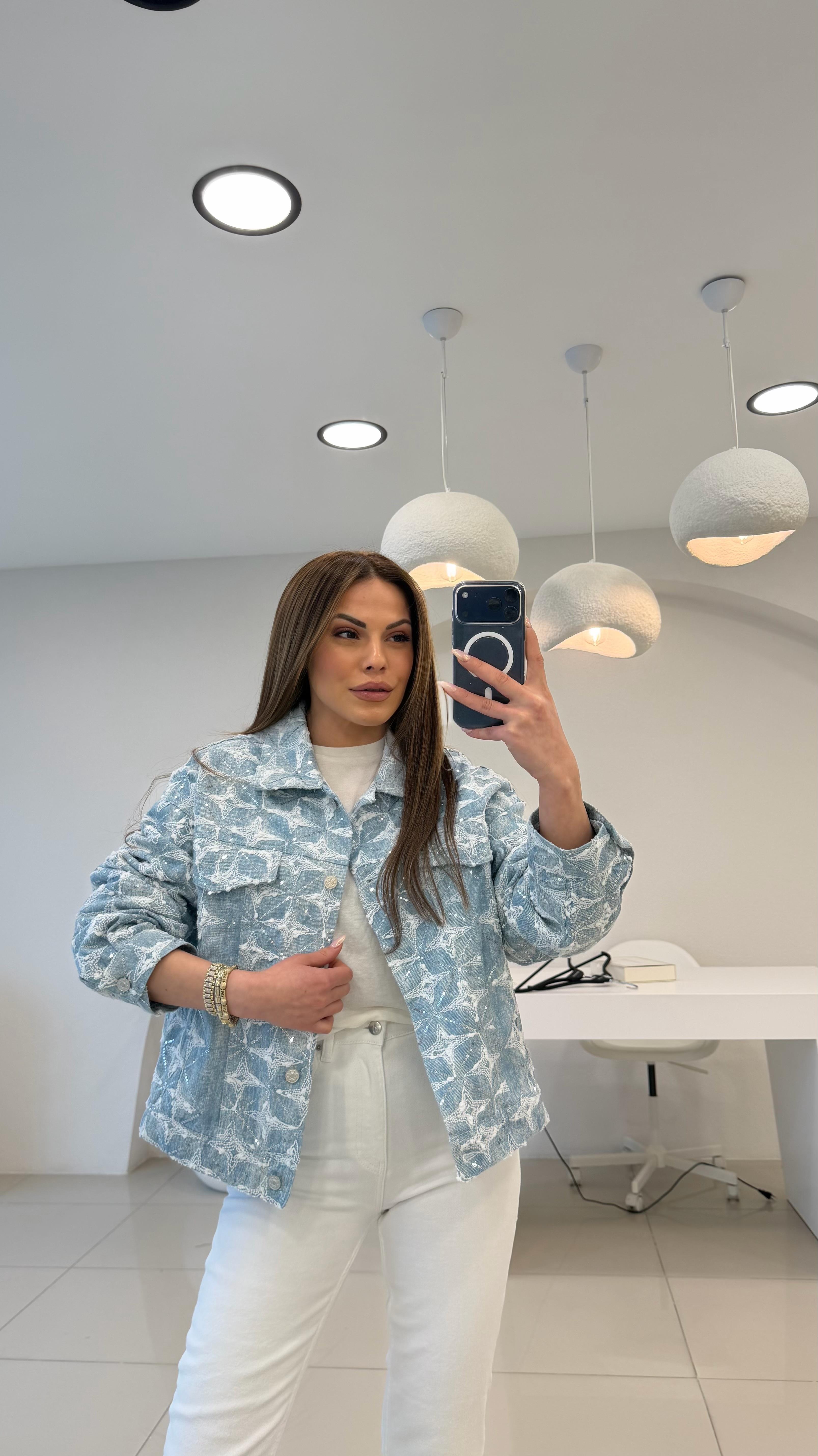 TAŞLI TASARIM PREIUM DENIM CEKET