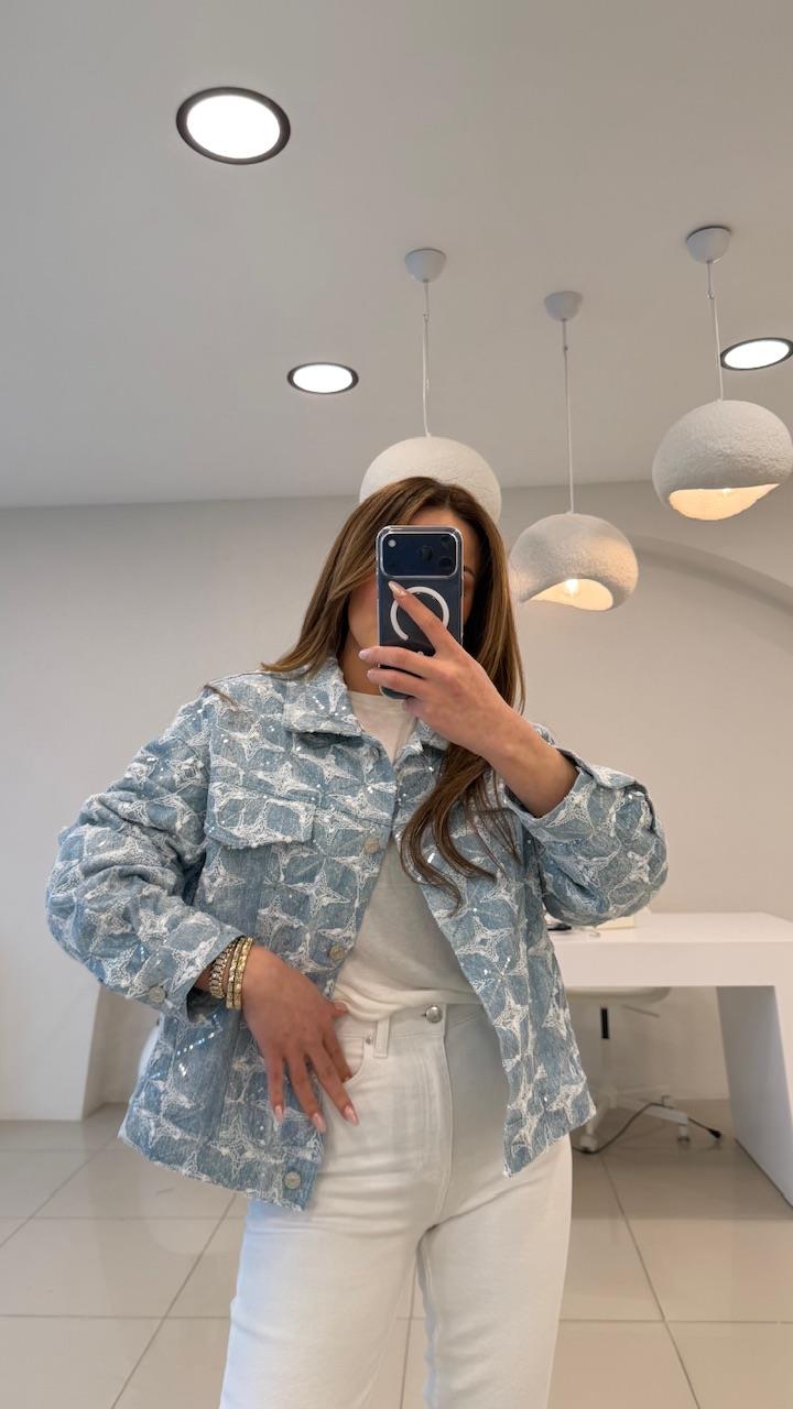 TAŞLI TASARIM PREIUM DENIM CEKET