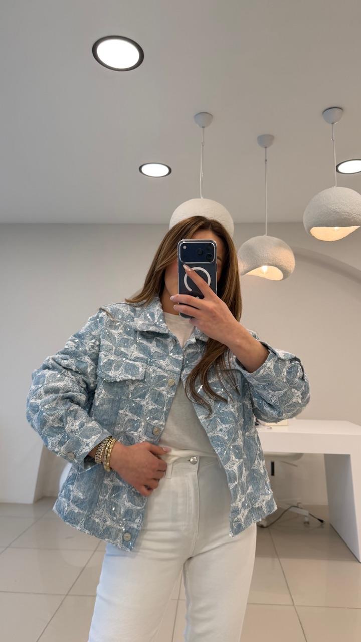 TAŞLI TASARIM PREIUM DENIM CEKET