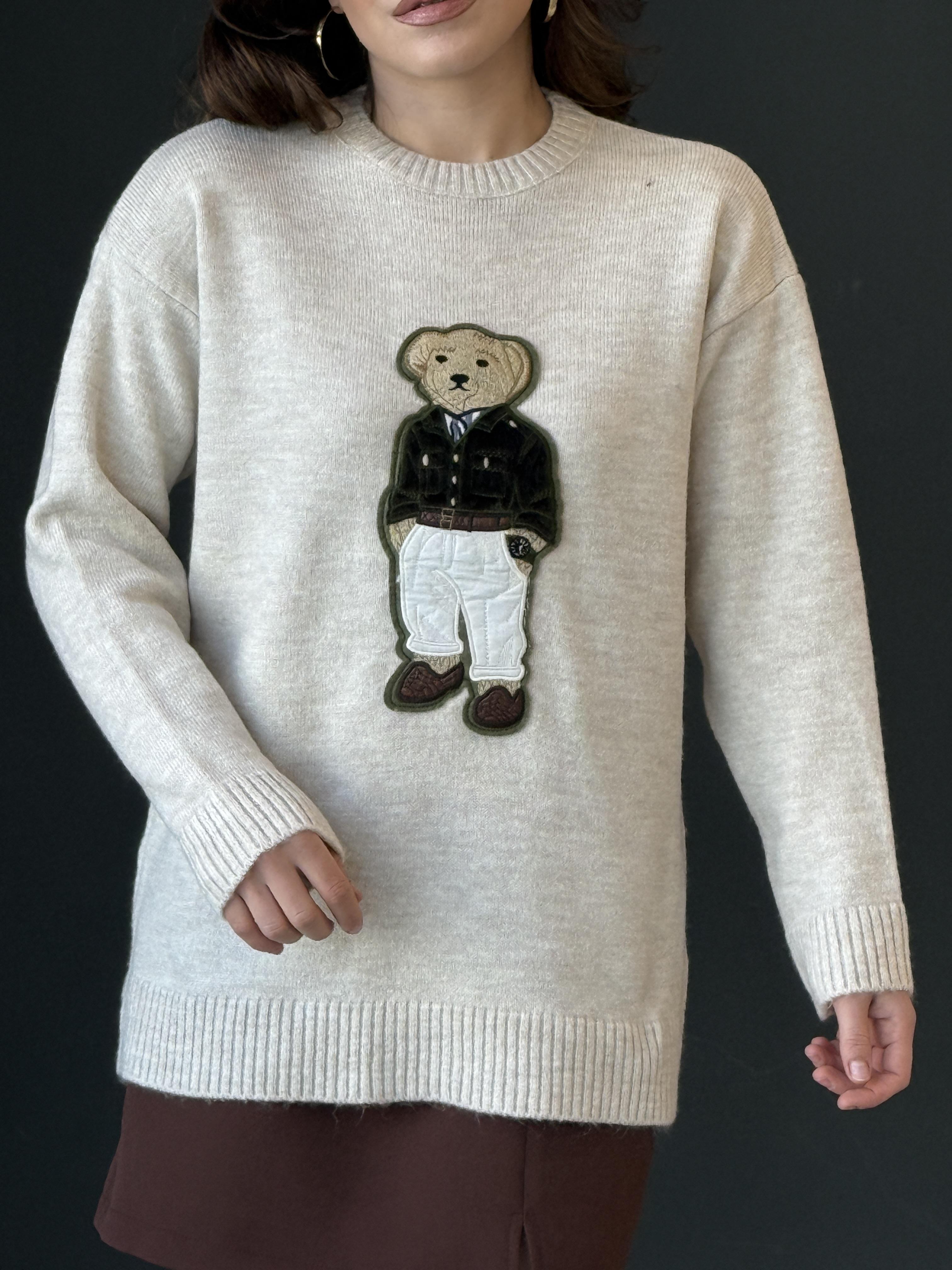 Teddy İşlemeli̇ Kazak Ekru