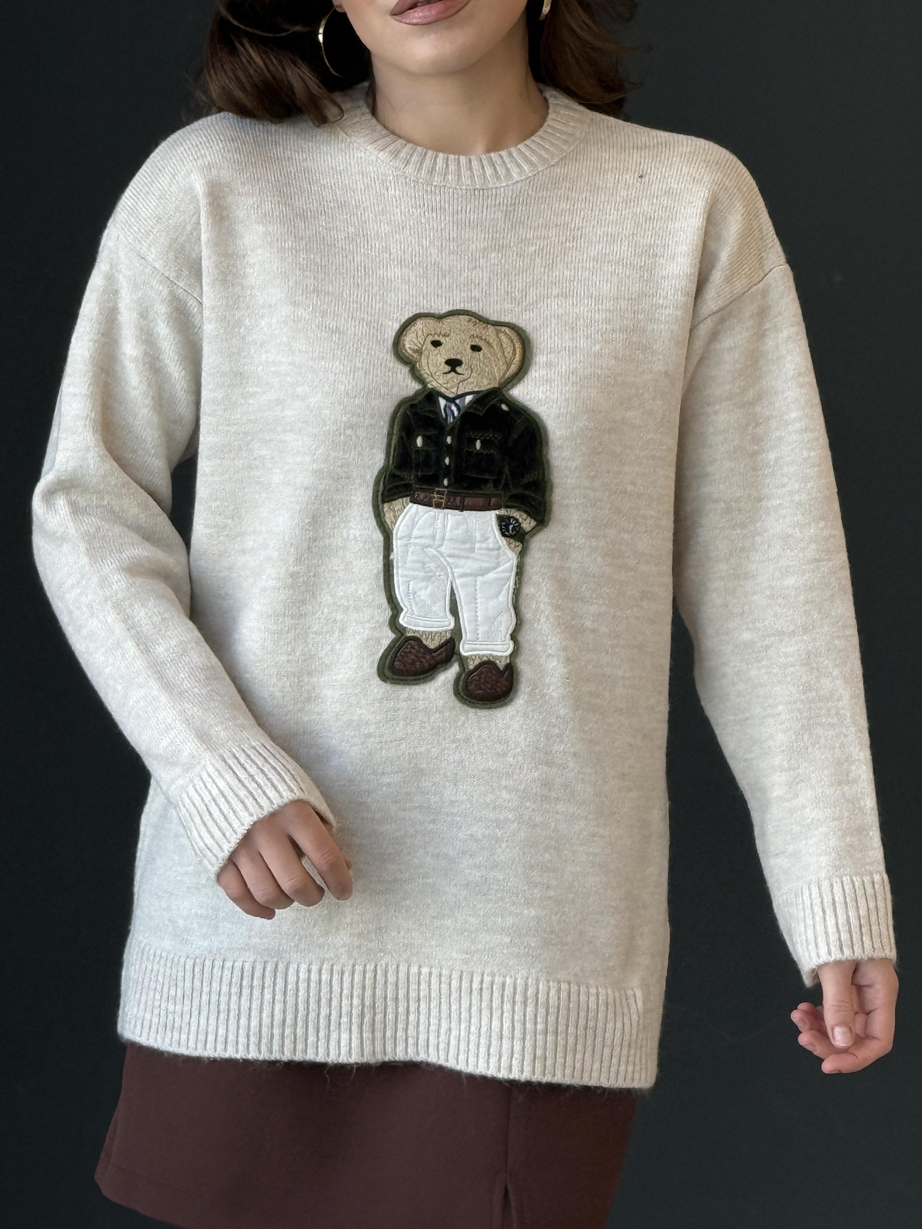 Teddy İşlemeli̇ Kazak Ekru