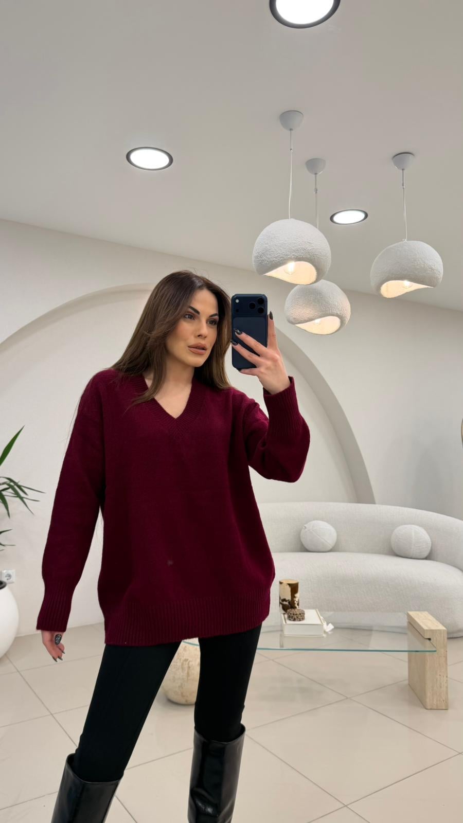 V YAKA BASİC KAZAK BORDO