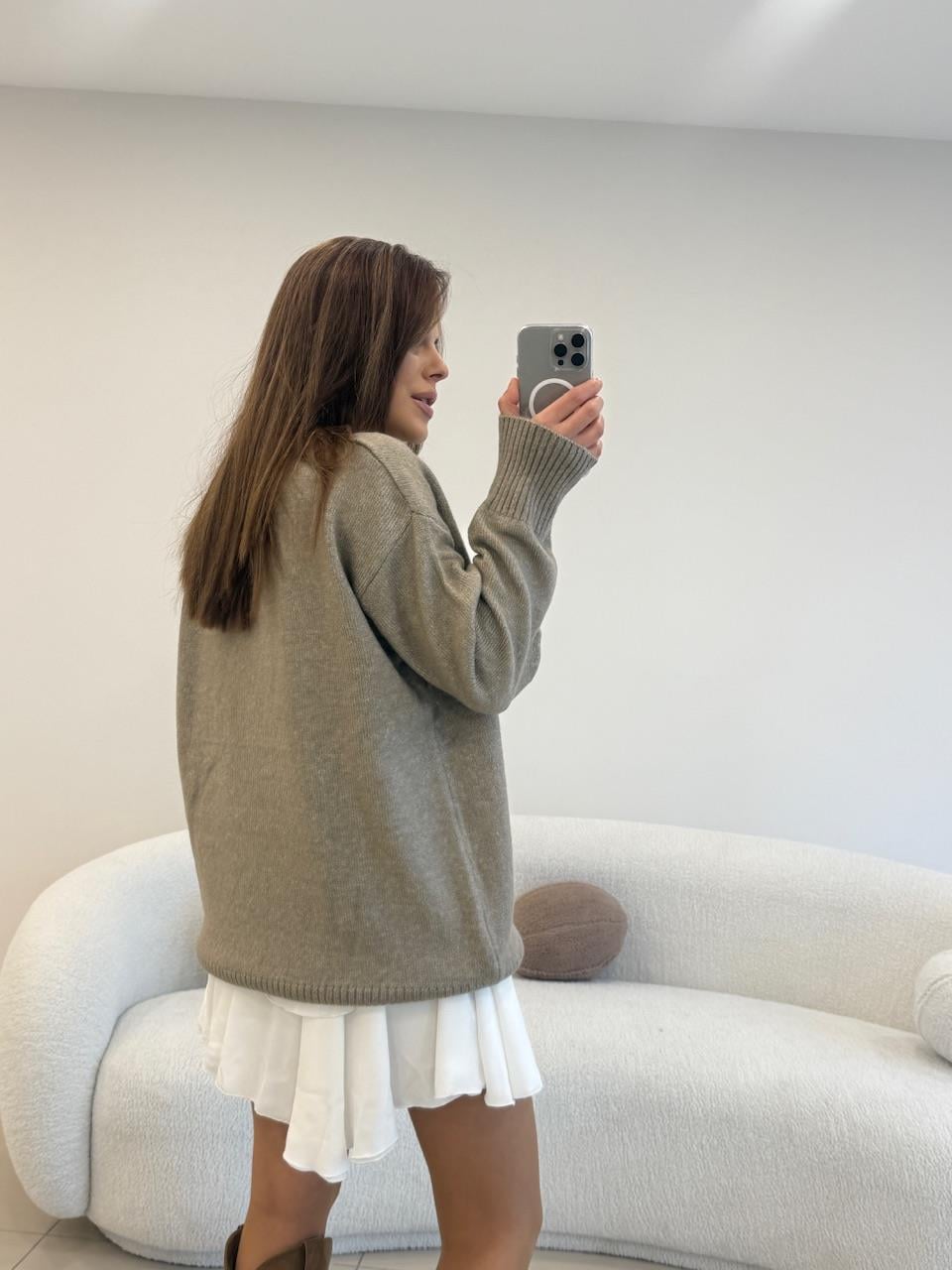 V YAKA BASİC KAZAK  VİZON